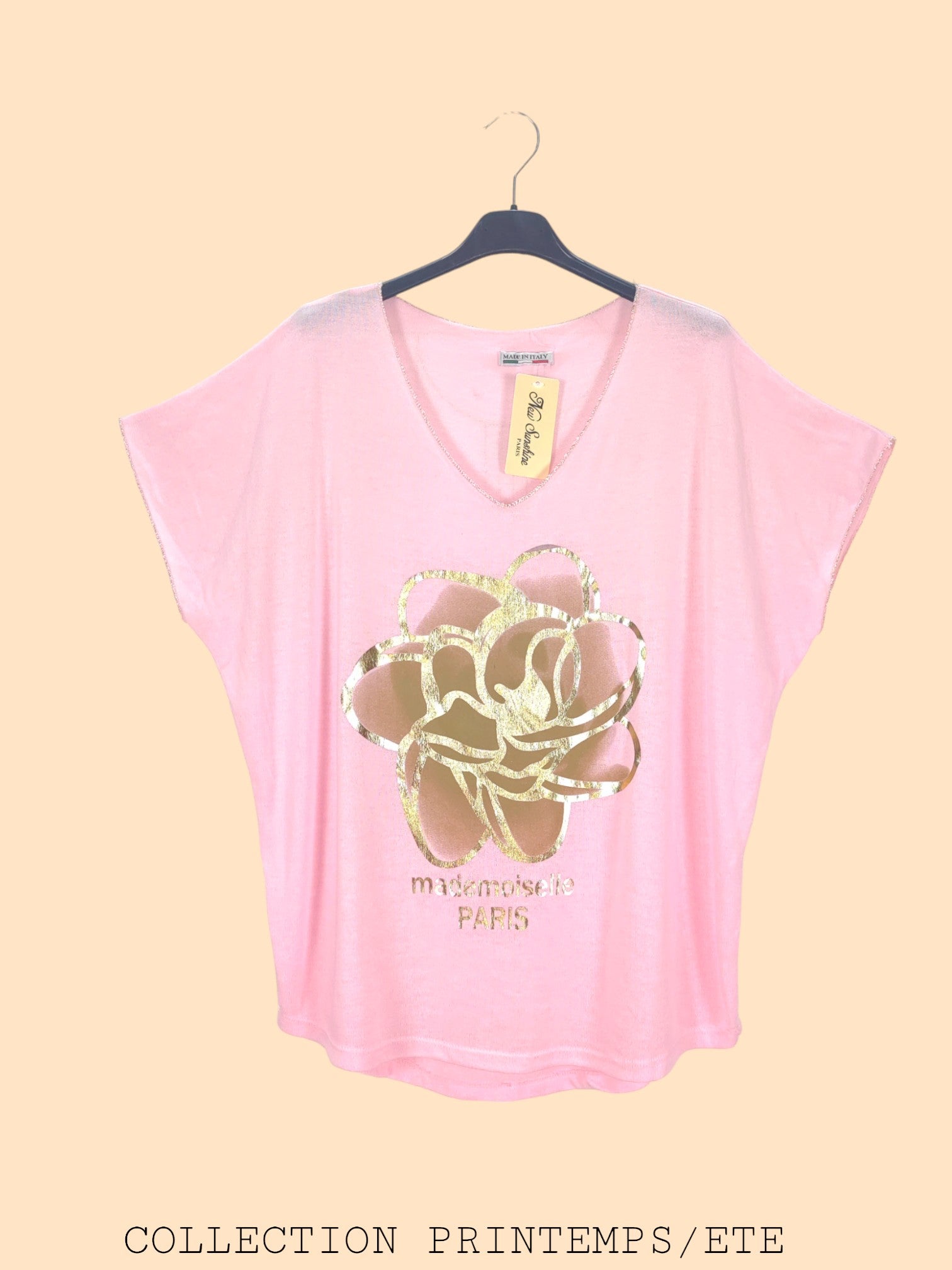 T-shirt col v à manches chauve-souris(x9)