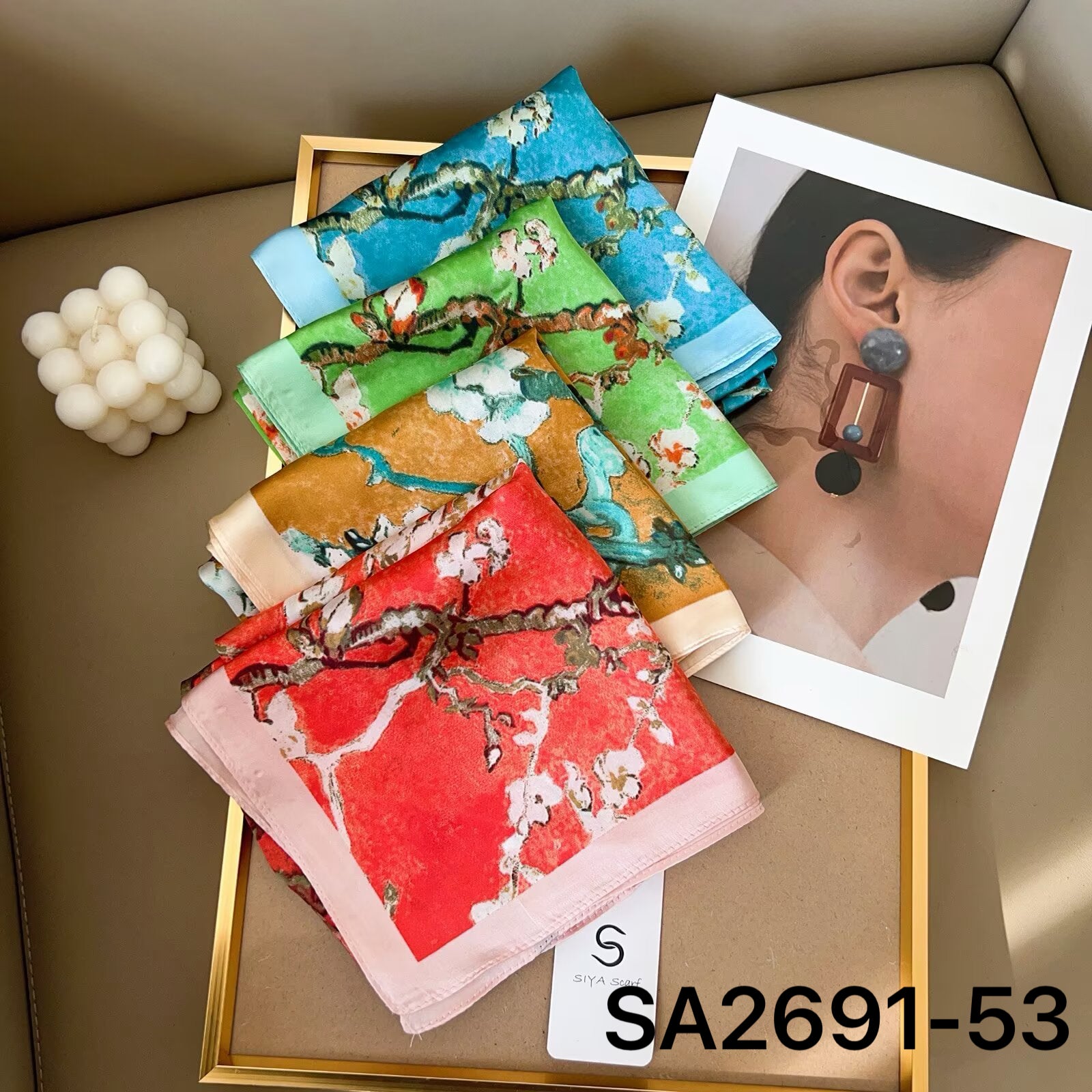 Foulard Carré touche soie 70cmx70cm (x12)#53