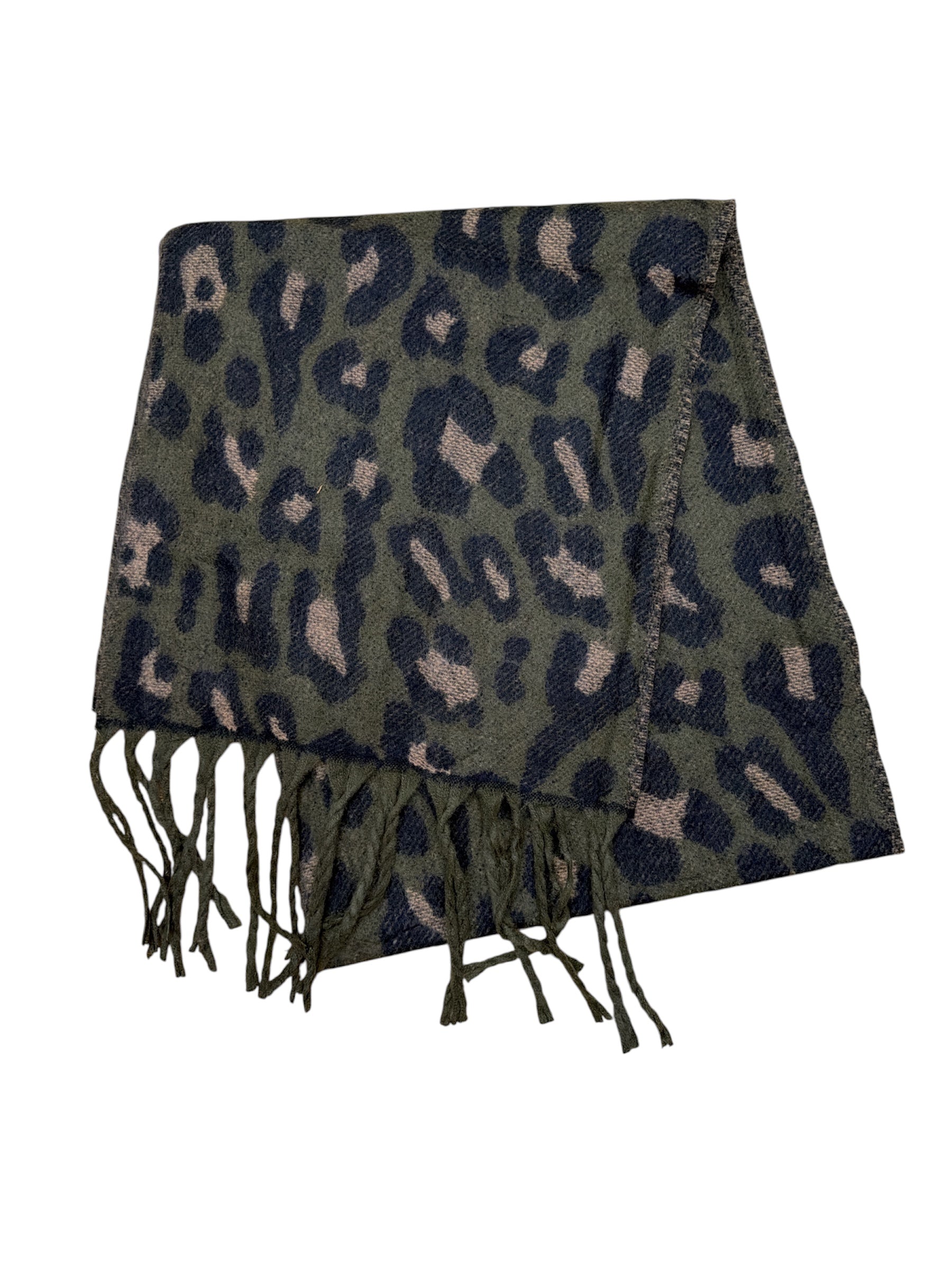 Écharpe à motif léopard avec franges, chaude automne‑hiver (x12)#22