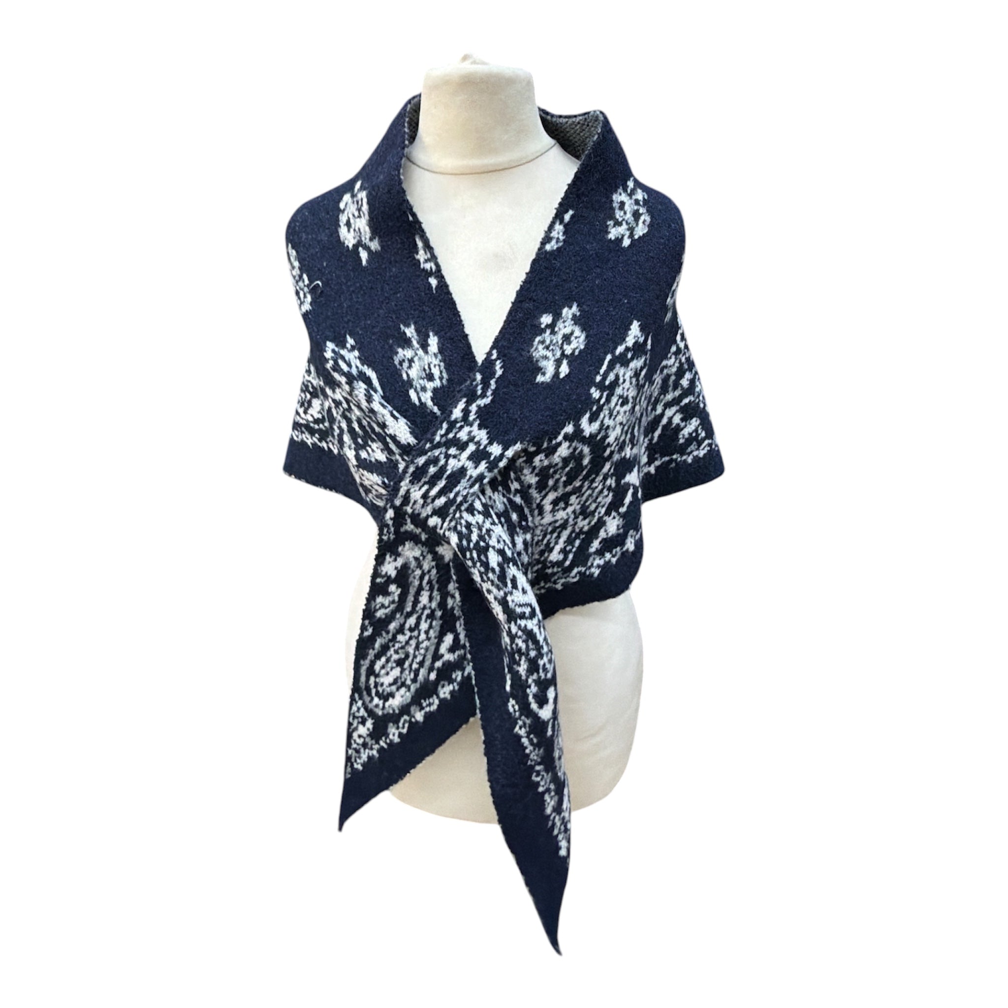 Foulard triangle motif cachemire paisley, châle poncho femme automne‑hiver(x6)