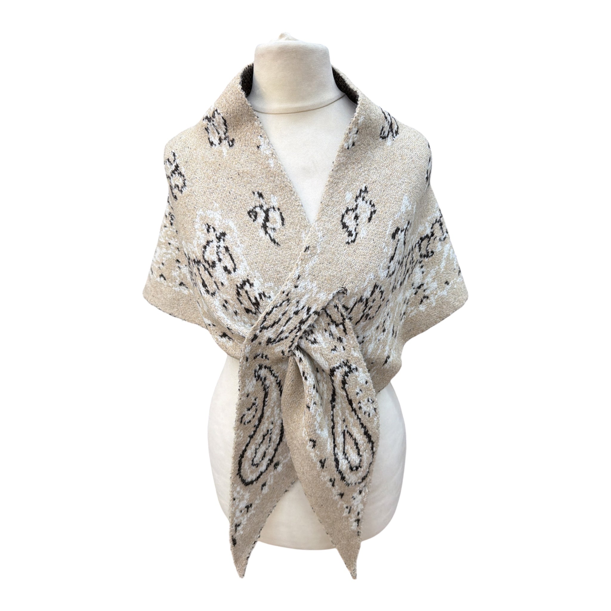 Foulard triangle motif cachemire paisley, châle poncho femme automne‑hiver(x6)