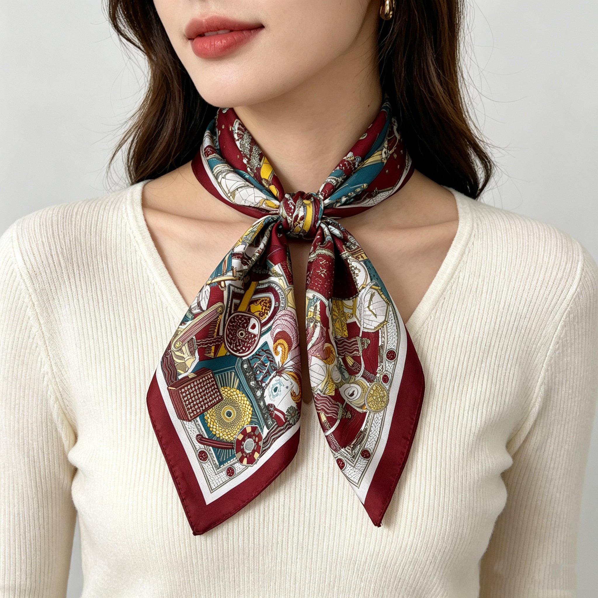 Foulard Carré à motifs vintage accessoires (x12)#45