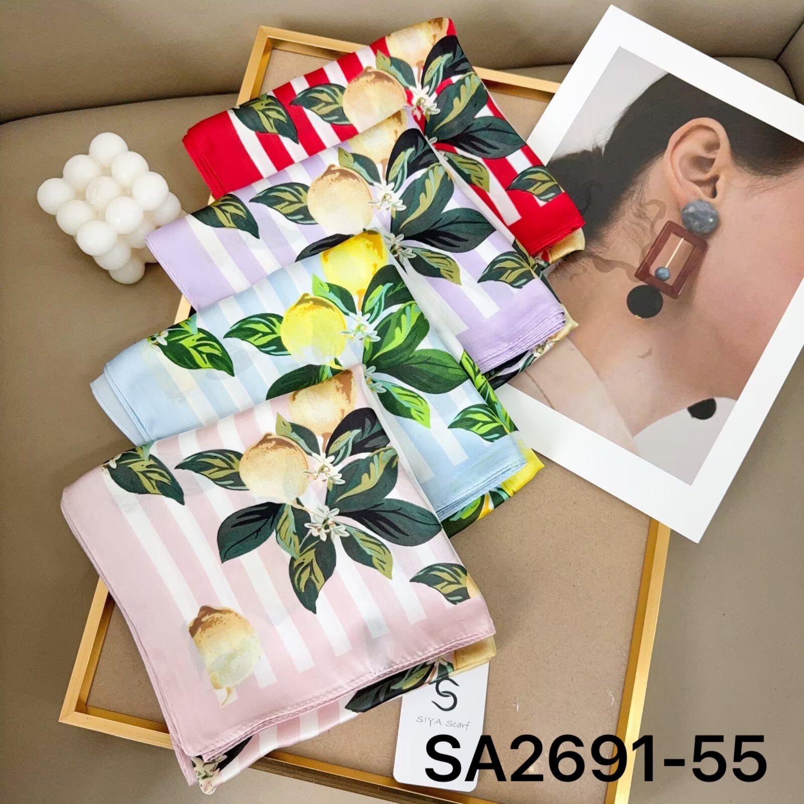 Foulard Carré touche soie 70cmx70cm (x12)#55