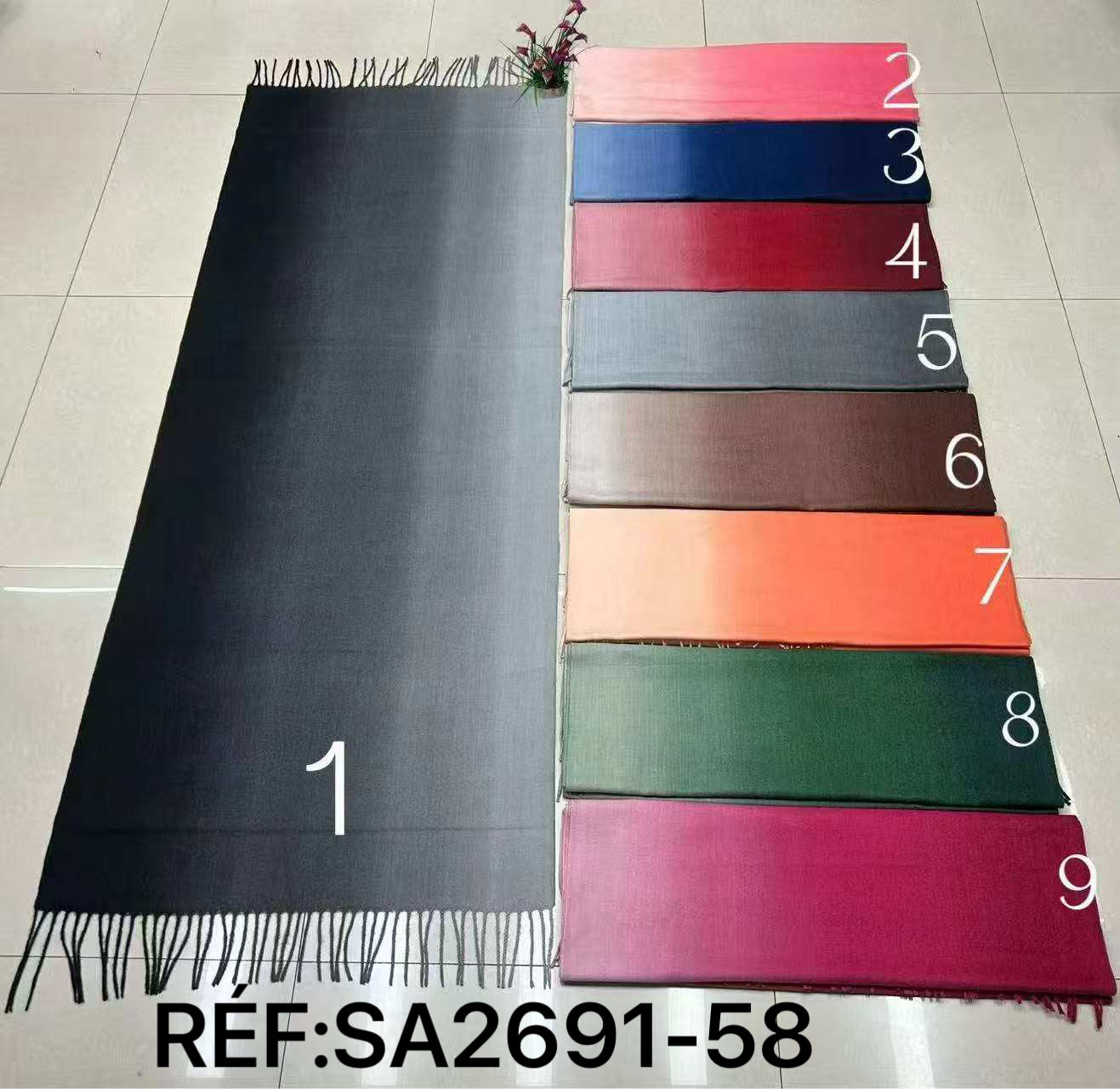 Écharpe longue unie à franges pour femme(x12)#58