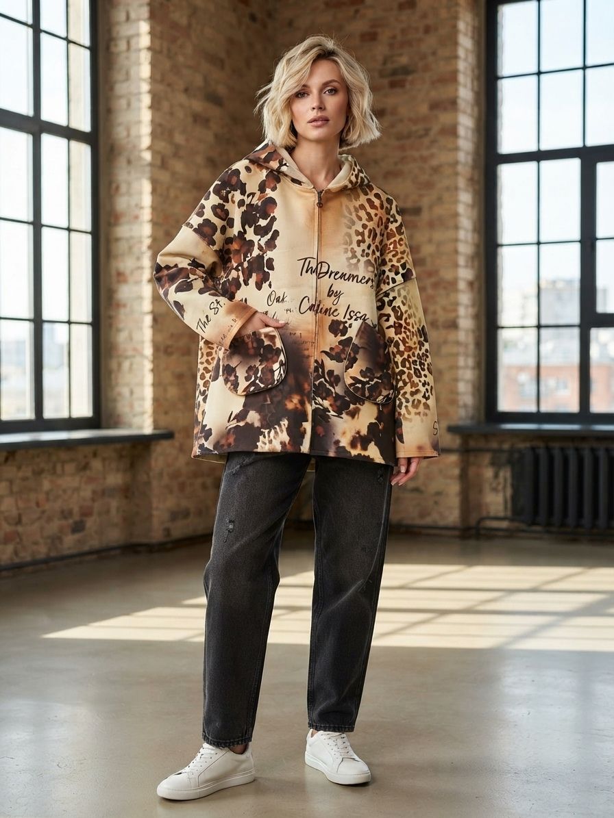 Veste OverSize Imprimé Avec Capuche (x4)
