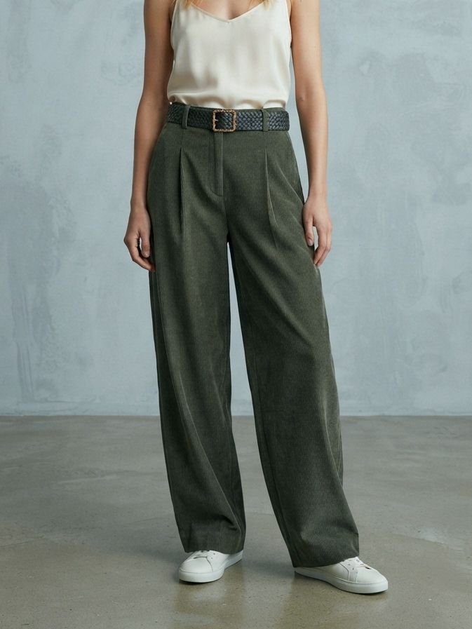 Pantalon Ample Velours Côtelé Avec Ceinture(x6)