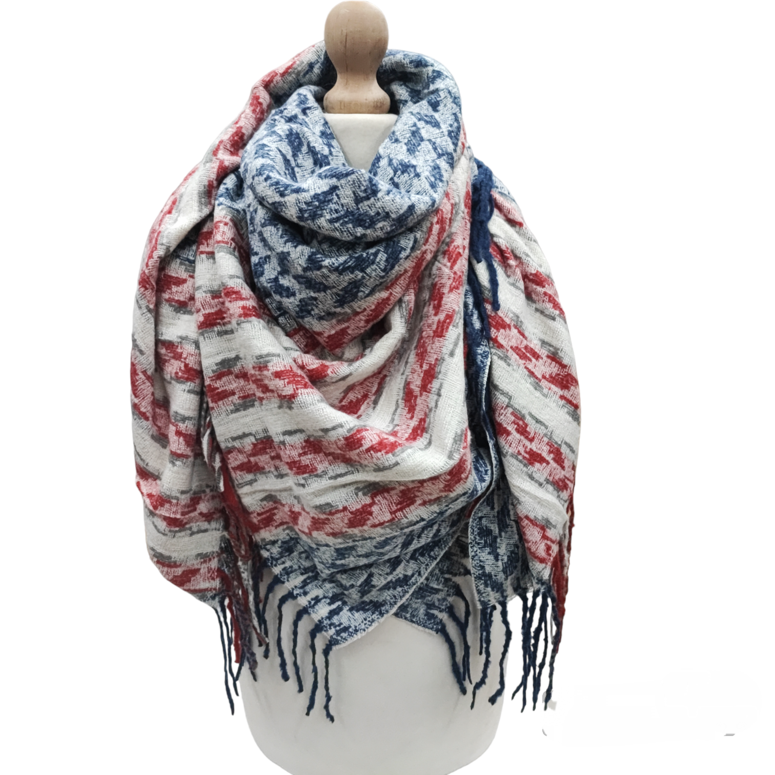 Écharpe châle motif Pieds de Poules 130x130 (X10) #33