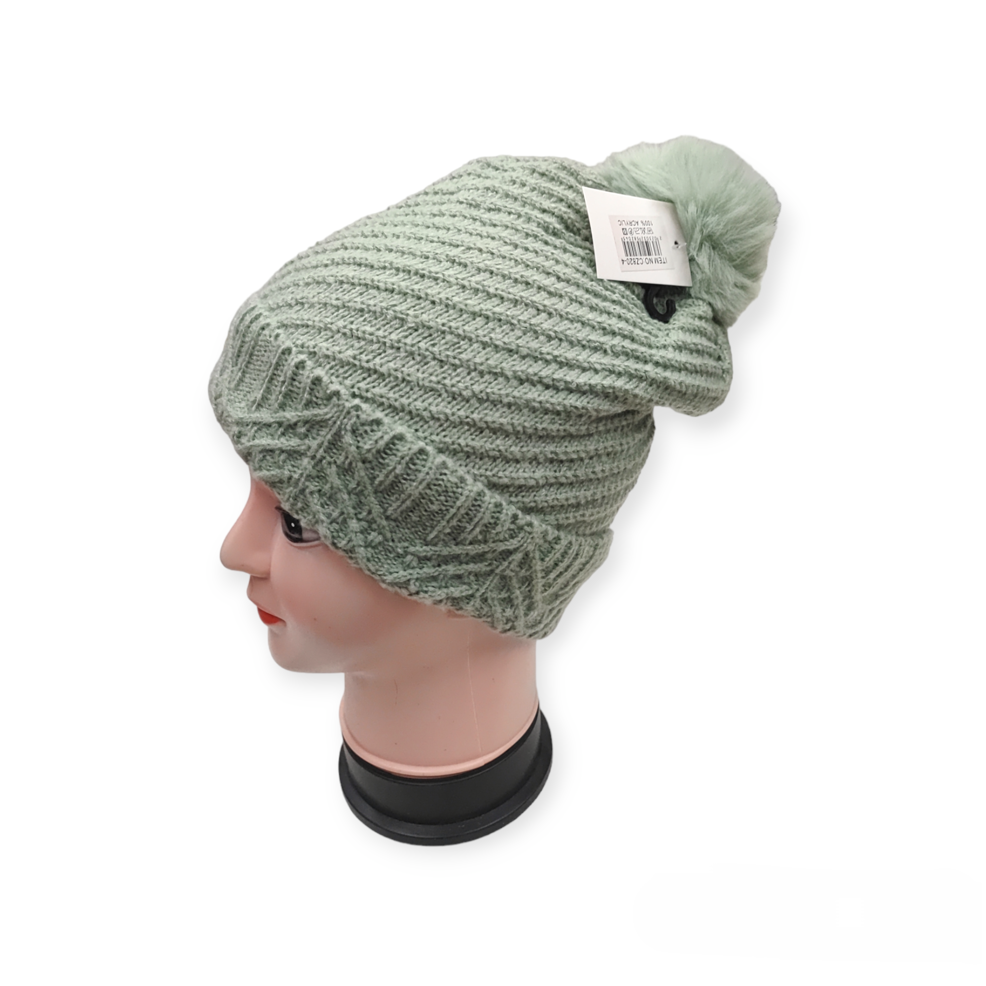 Bonnet Femme fourré pompon (x12) #-4