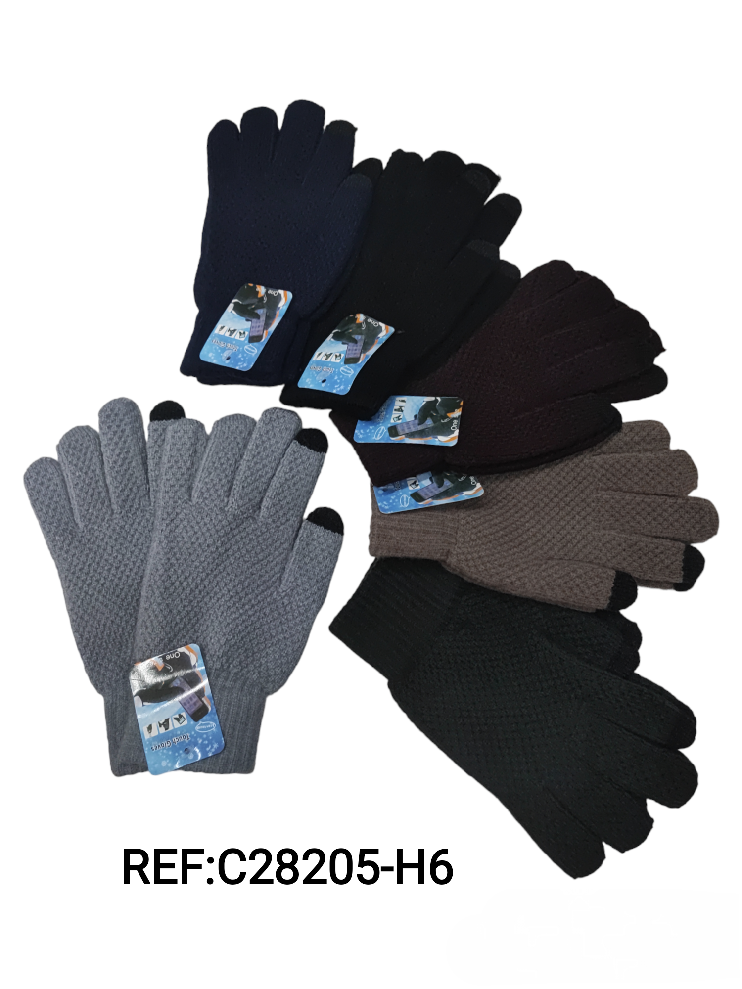 Gants homme tricotés tactiles (x12) H6