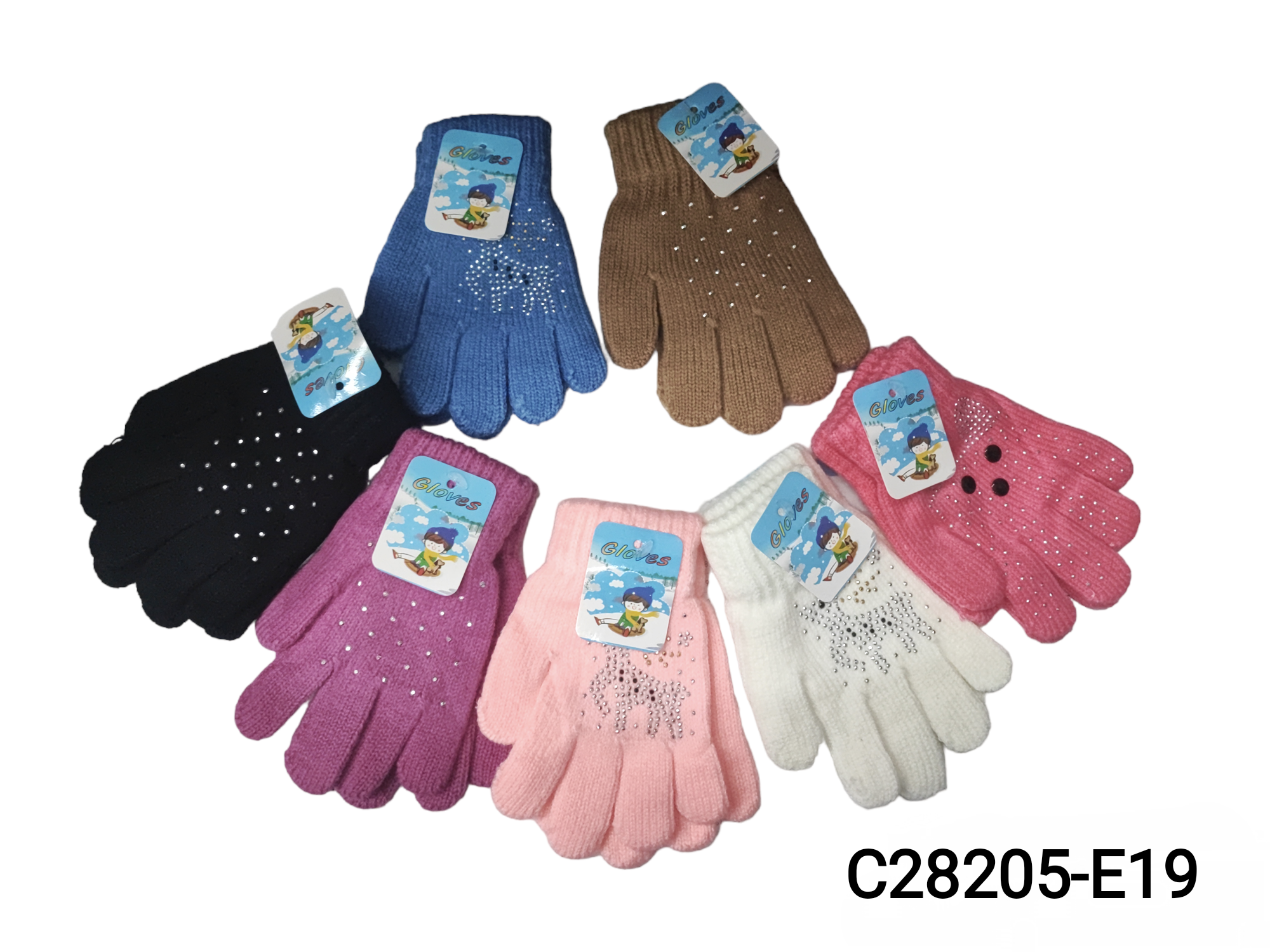 Gants enfant strass motif mélanger 4/8ans (x12) E19