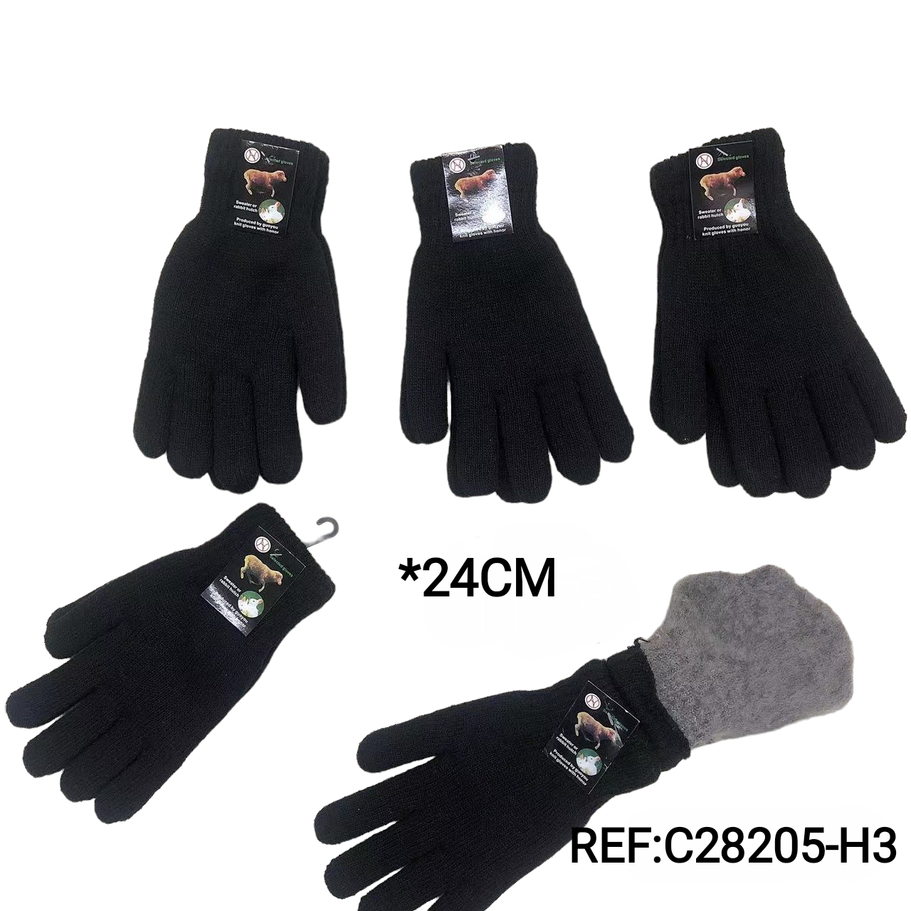 Gants homme noir double (x12)H3