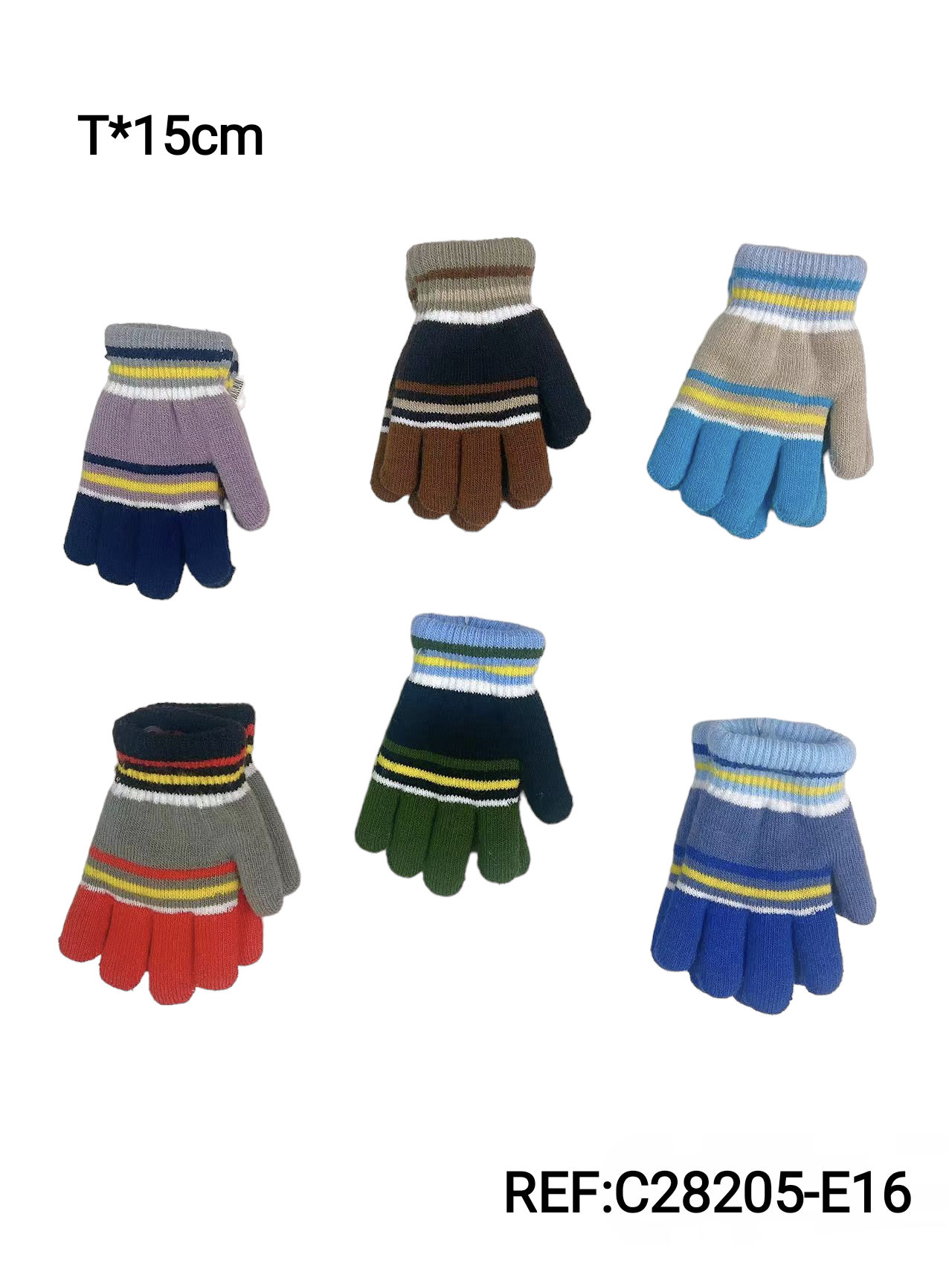 Gants doubles enfant rayé 4/9ans (x12) E16