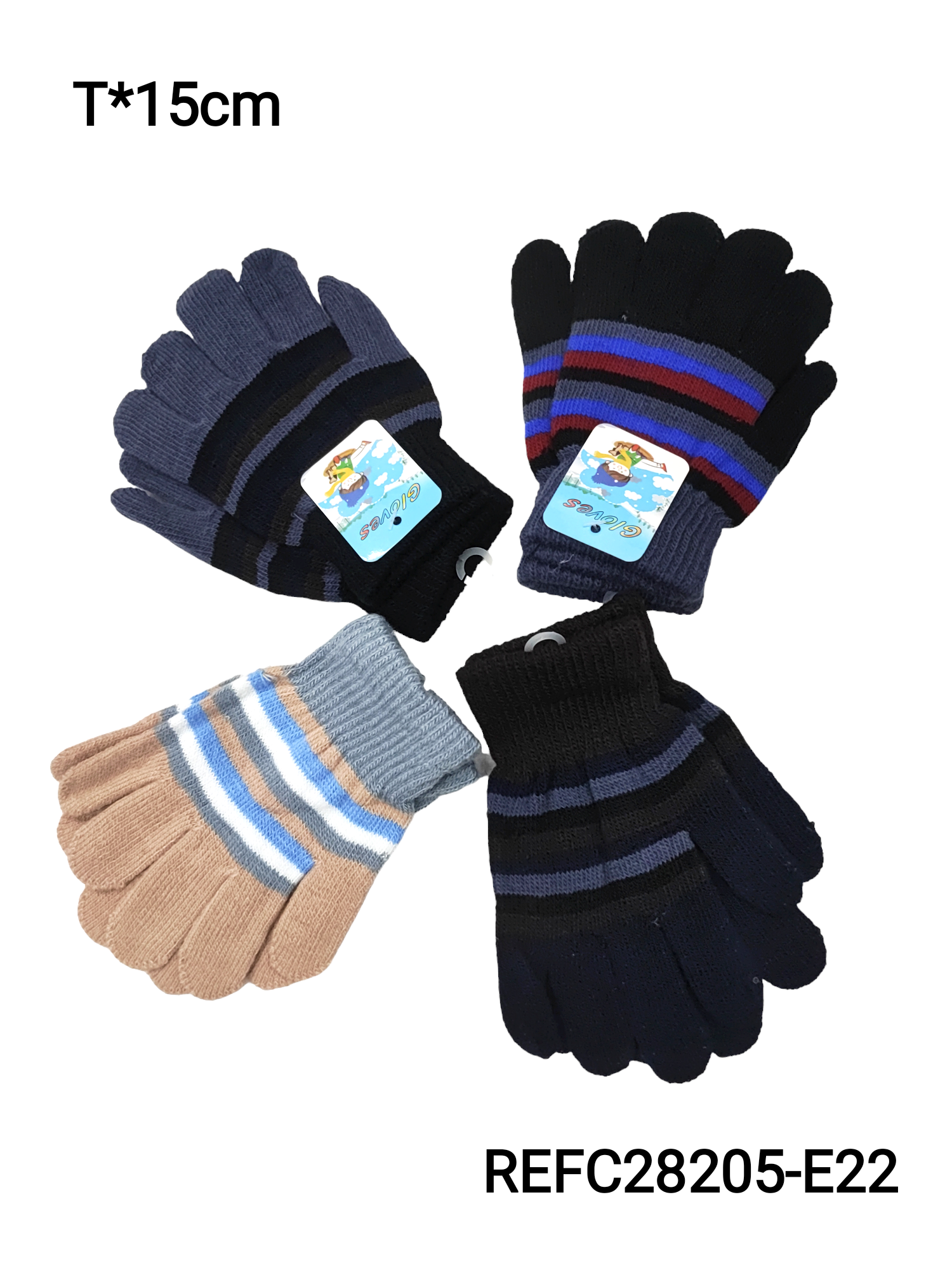 Gants enfant rayé 4/9ans (x12) E22