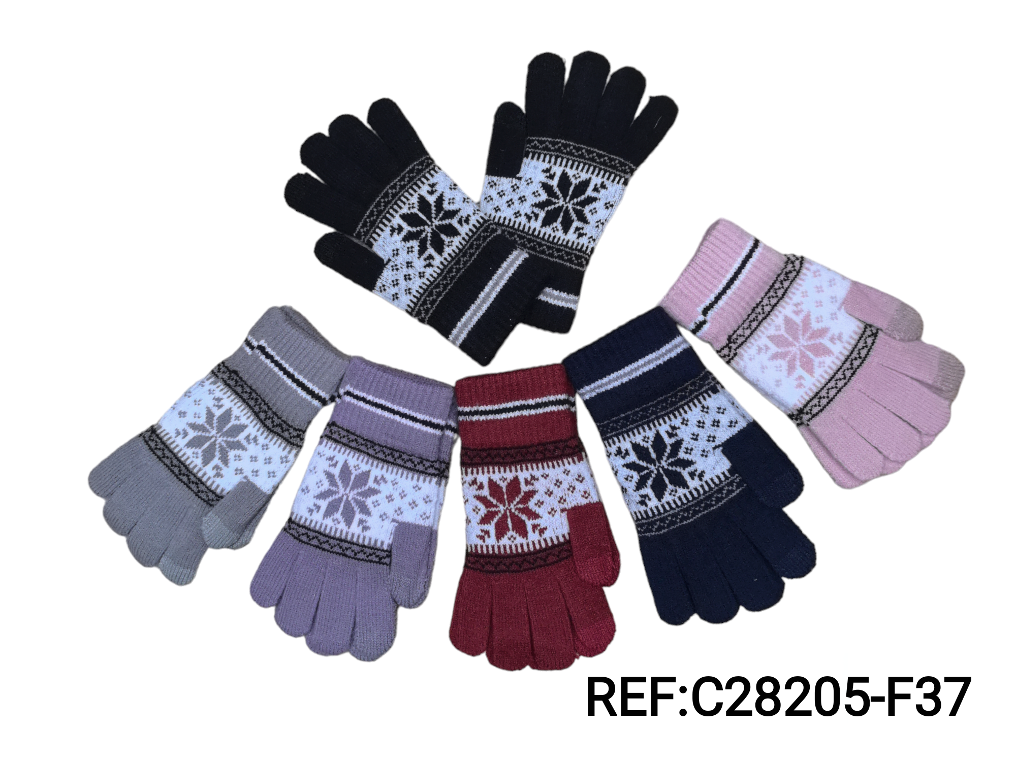 Gants femme tricotés tactiles (x12) F37