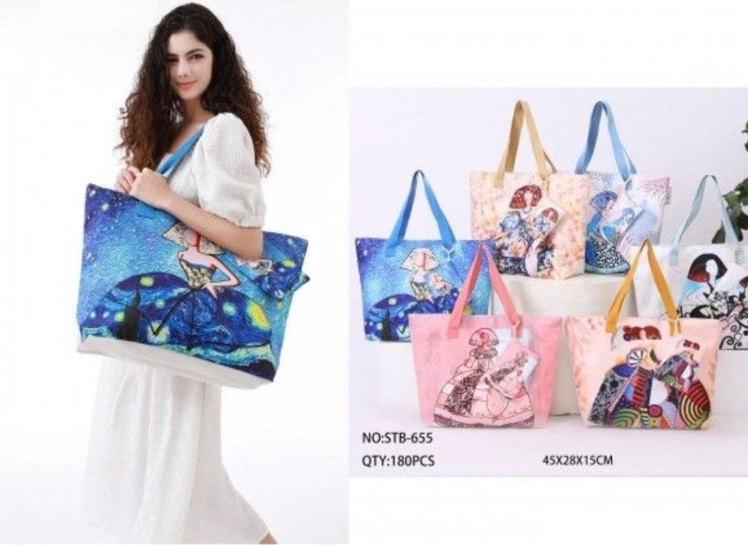Sac de plage motif femme (x6)
