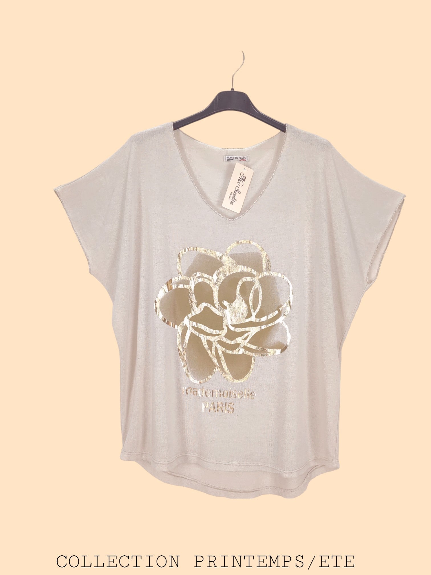 T-shirt col v à manches chauve-souris(x9)