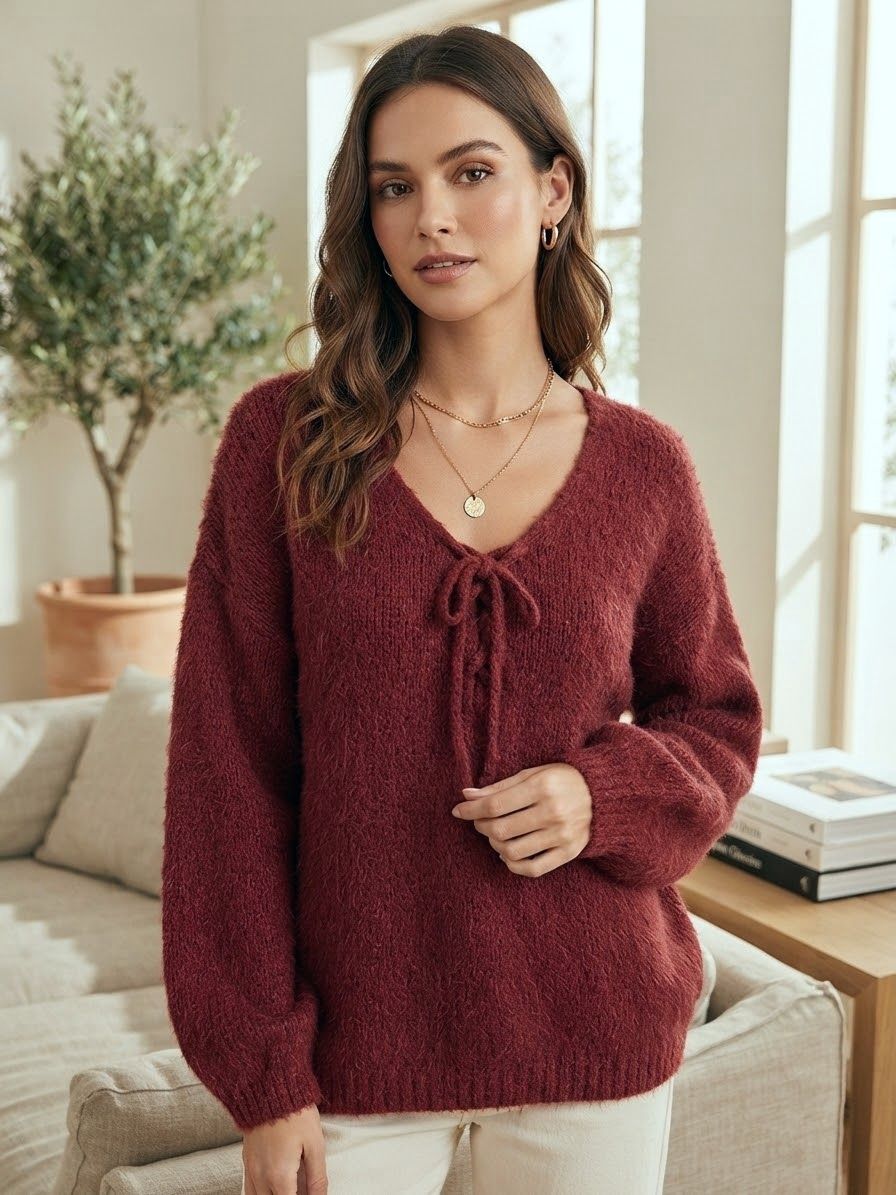 Pull col V avec lacets(x6)