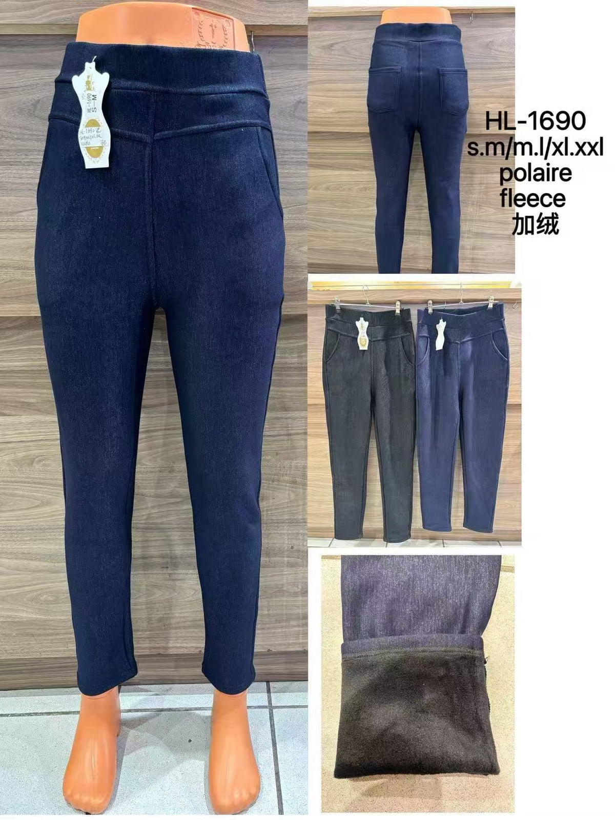 Pantalon femme droit doublé polaire(x12)#1690