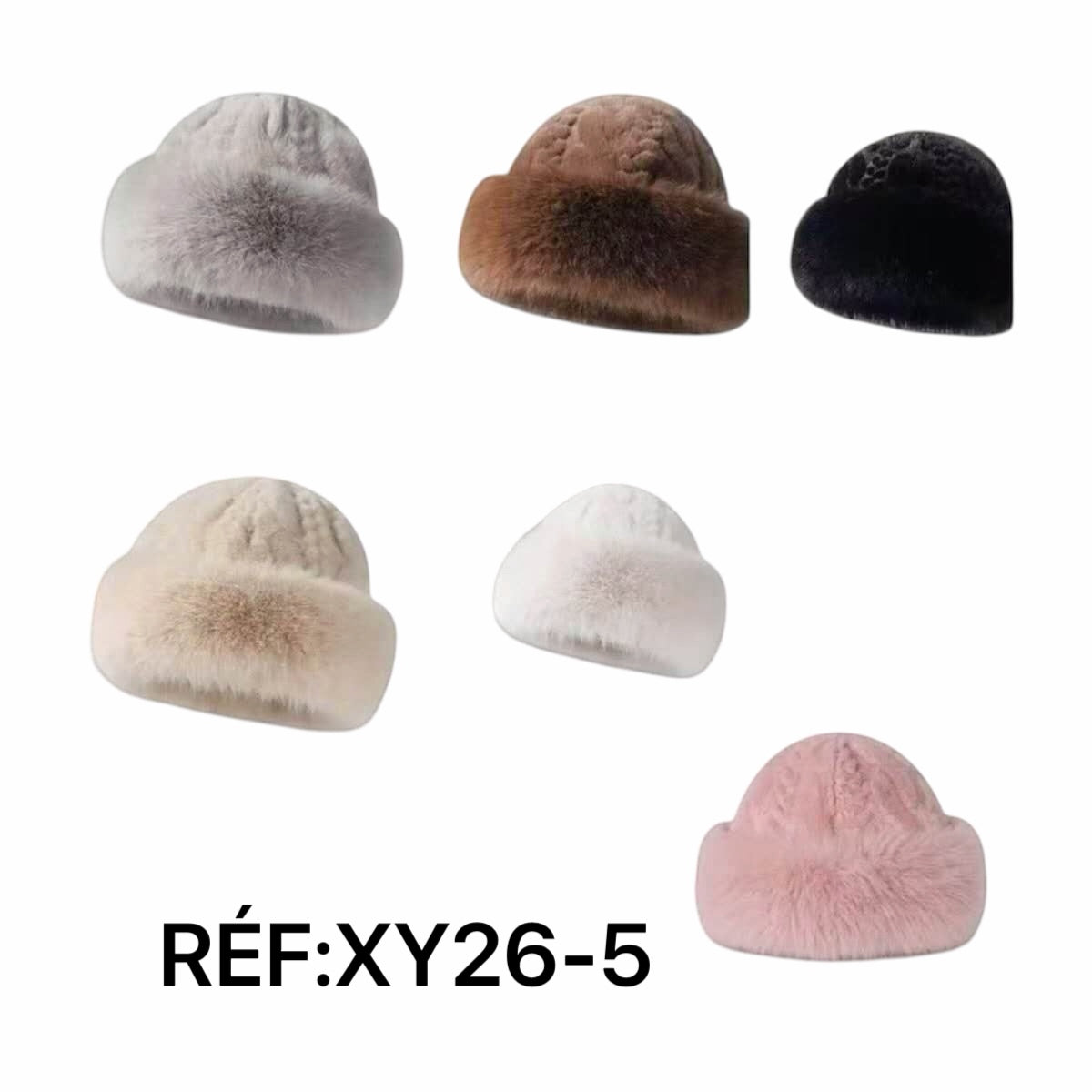 Bonnet femme en fausse fourrure bord roulé (x12)#5