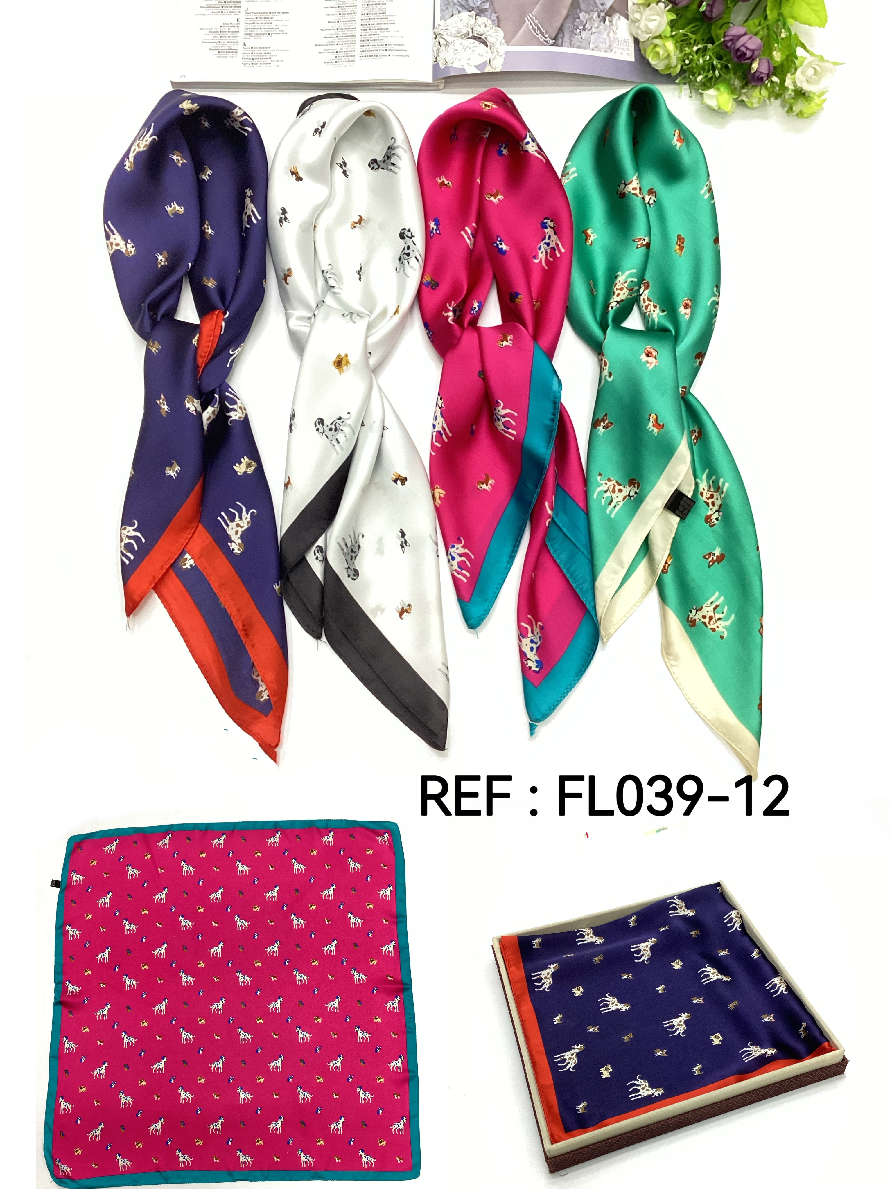 Foulard Carré touche soie motif 70cmx70cm (x12)#12