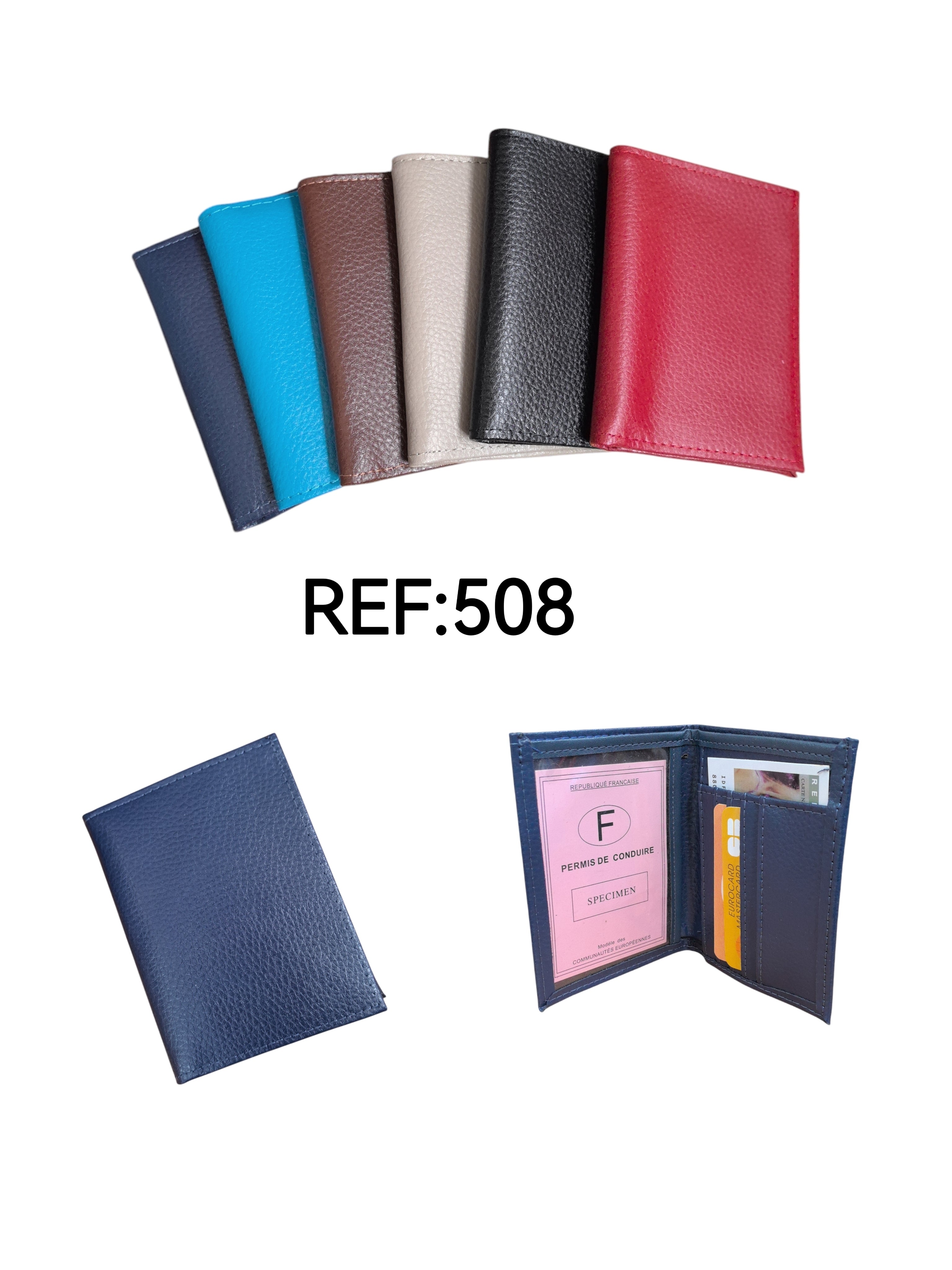 Portefeuille minimaliste Porte-carte Croûte de cuir de vachette (x12)