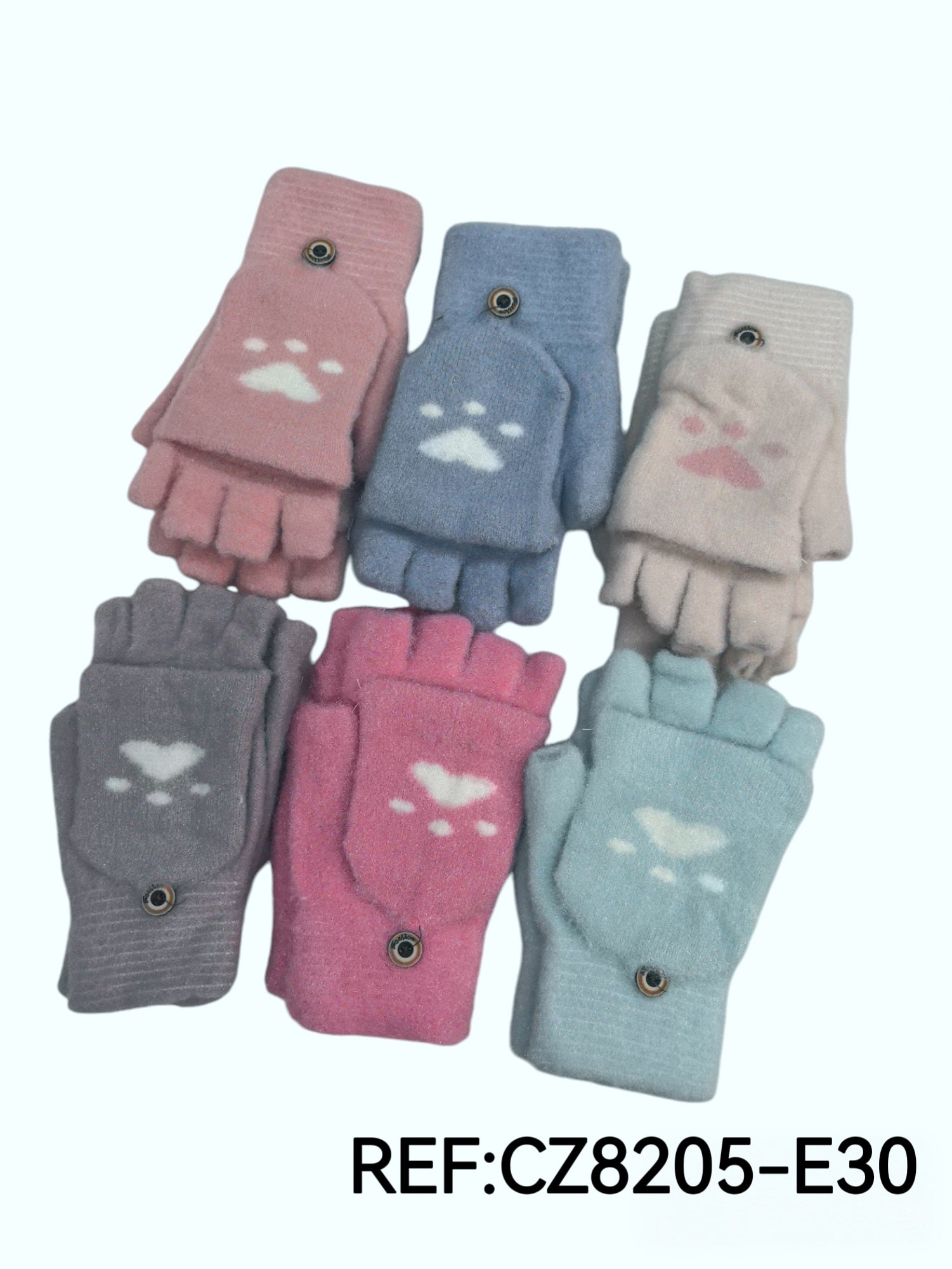 Mitaines à rabat pour enfants, motif mains de griffe de chat(x12)