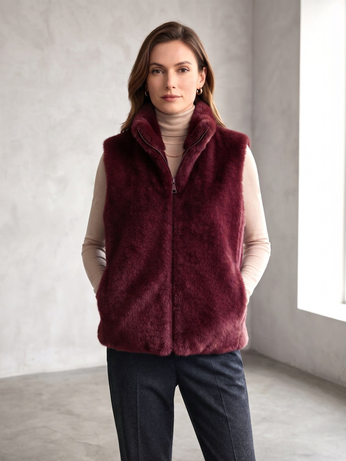 Gilet Sans Manches Fausses Fourrure (x6)
