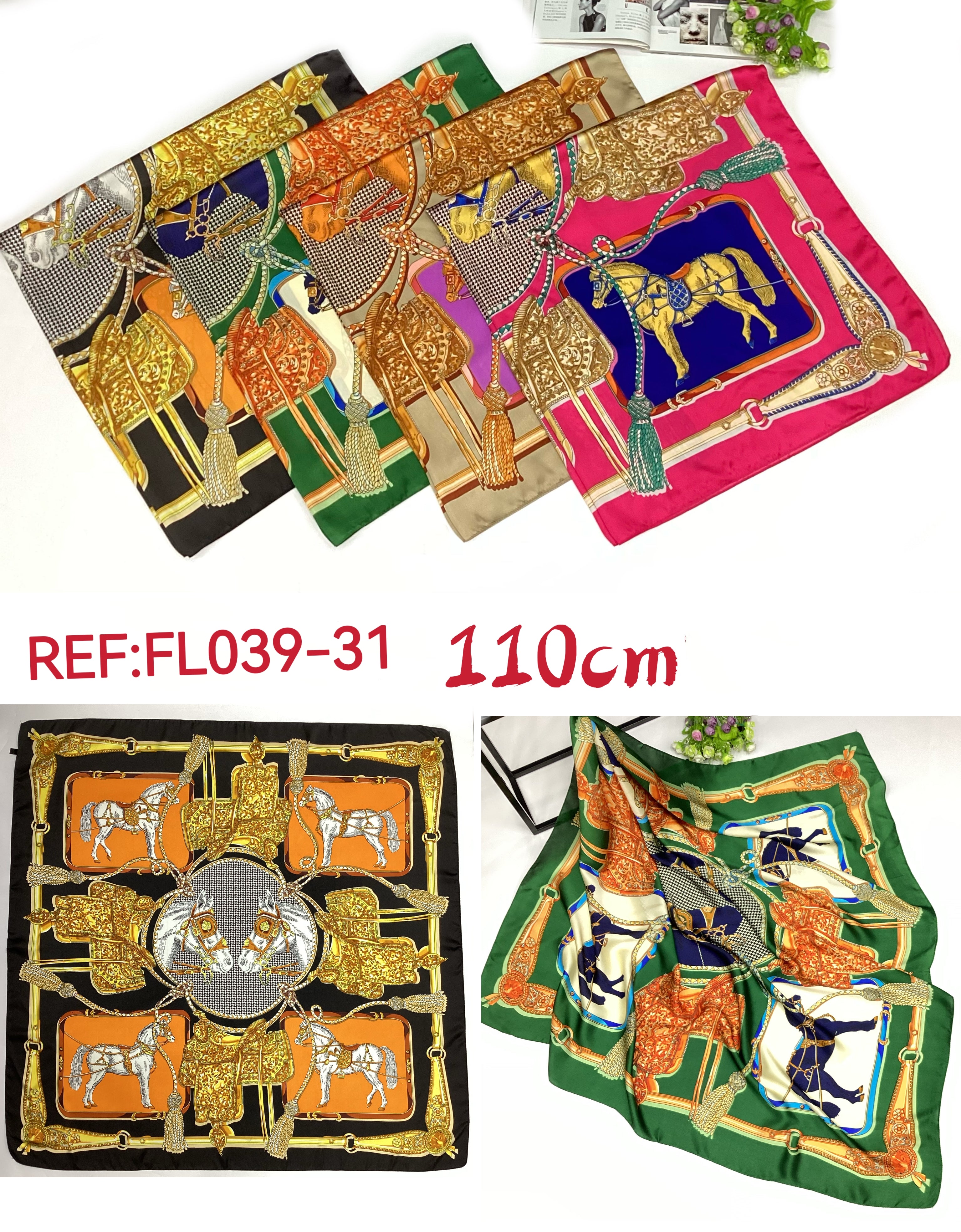 Foulard Carré touche soie 110cm (x6)#31