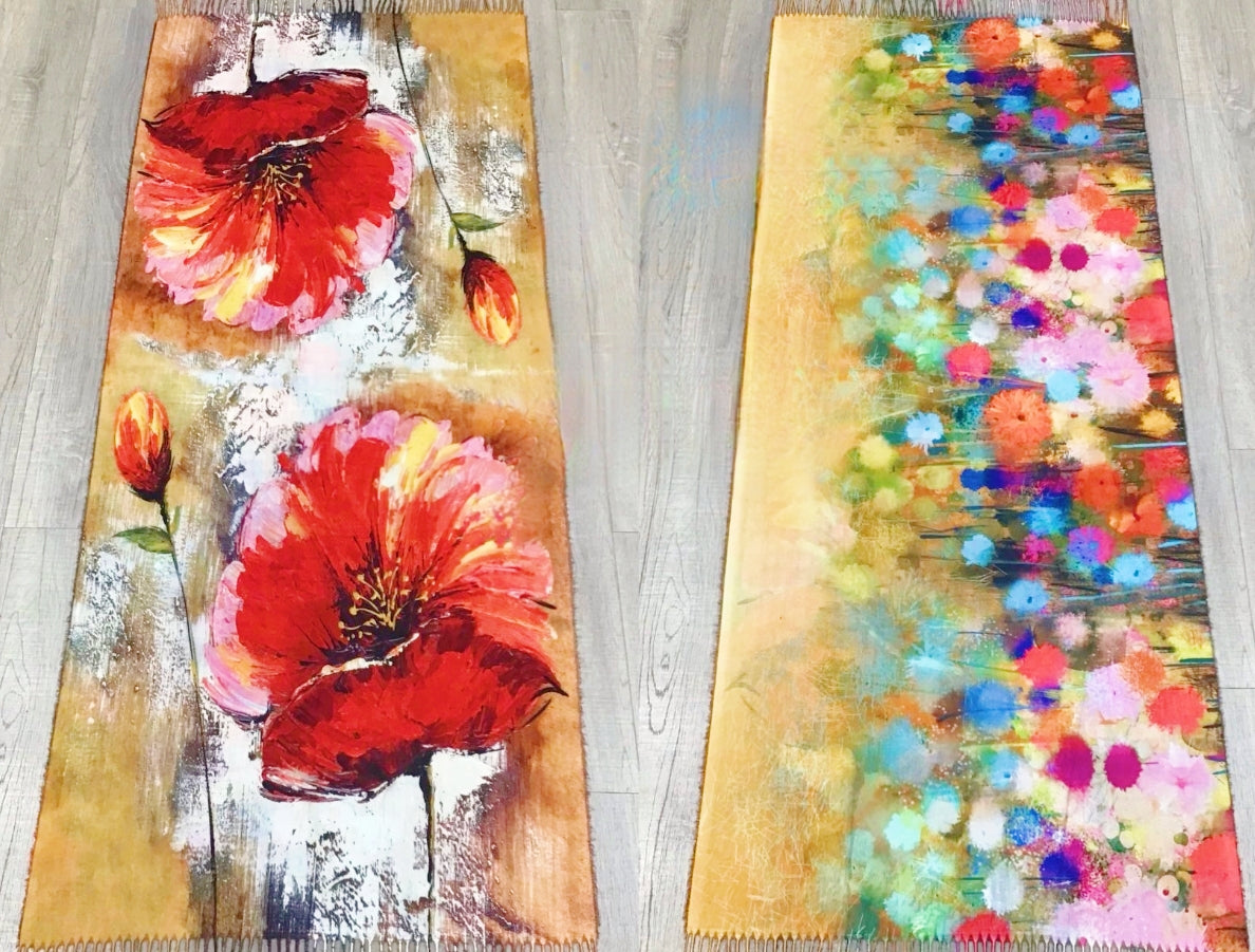 Foulards châle peinture à l'huile double face (x4)#24