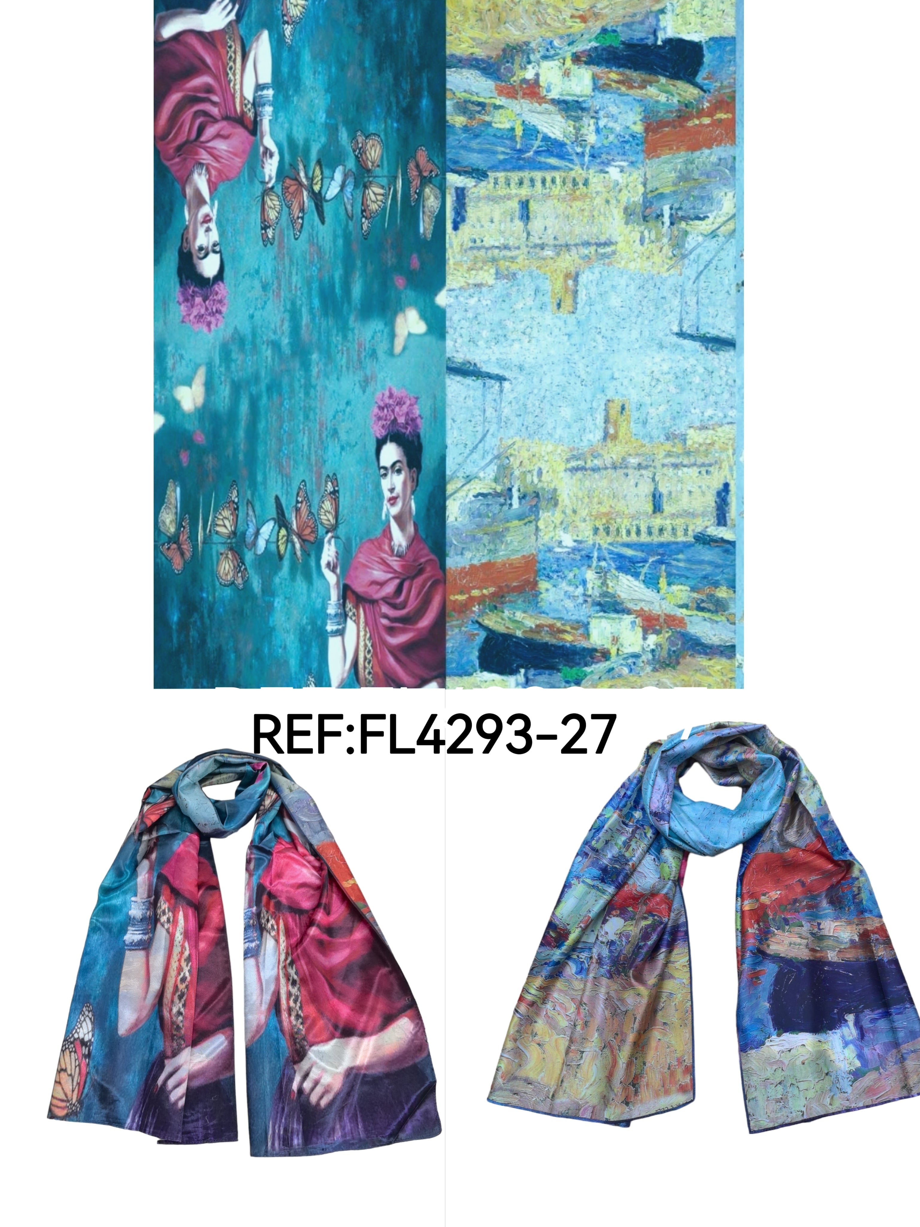 Foulards châle peinture à l'huile double face (x4)#27