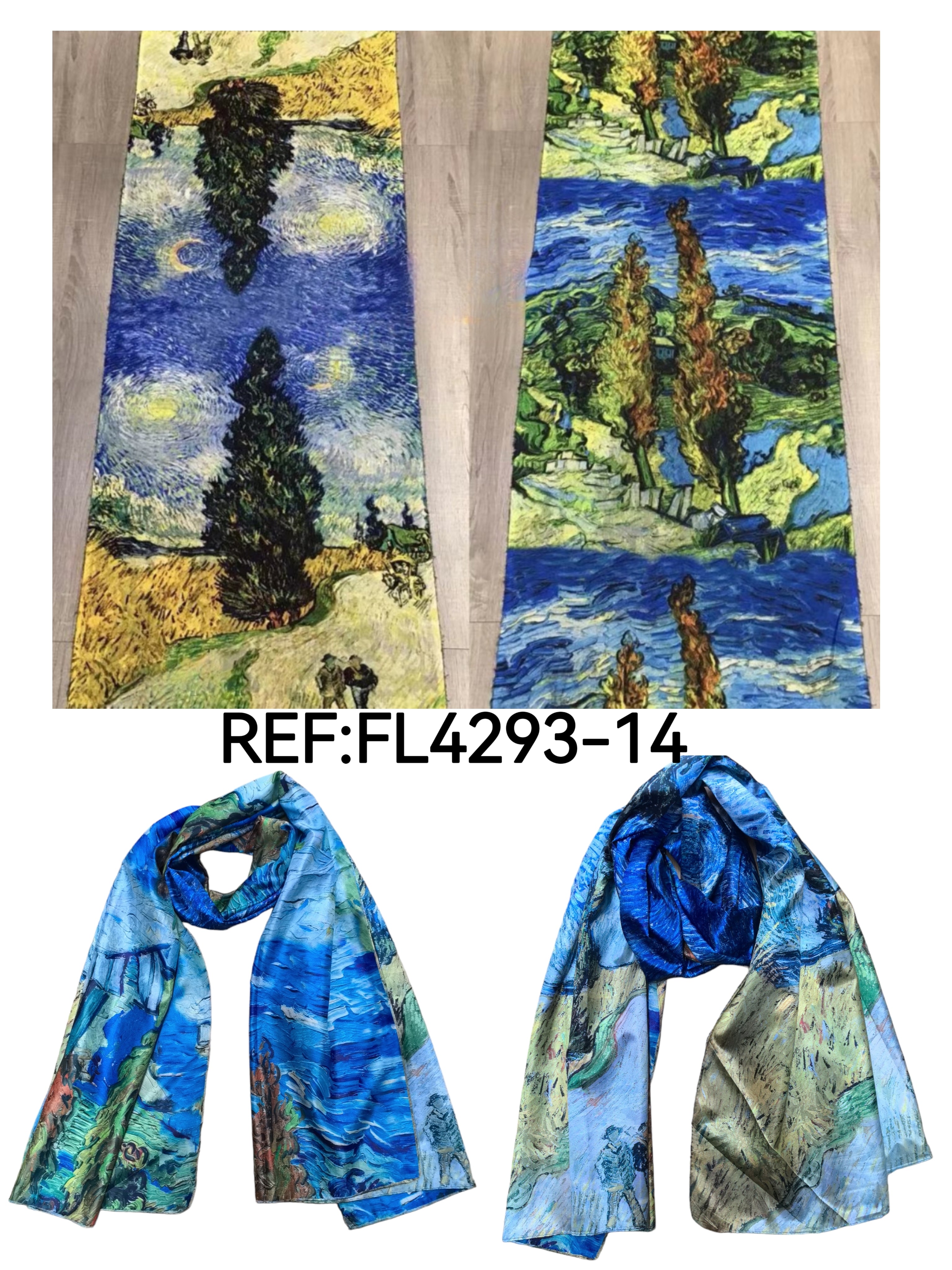 Foulards châle peinture à l'huile double face (x4)#14