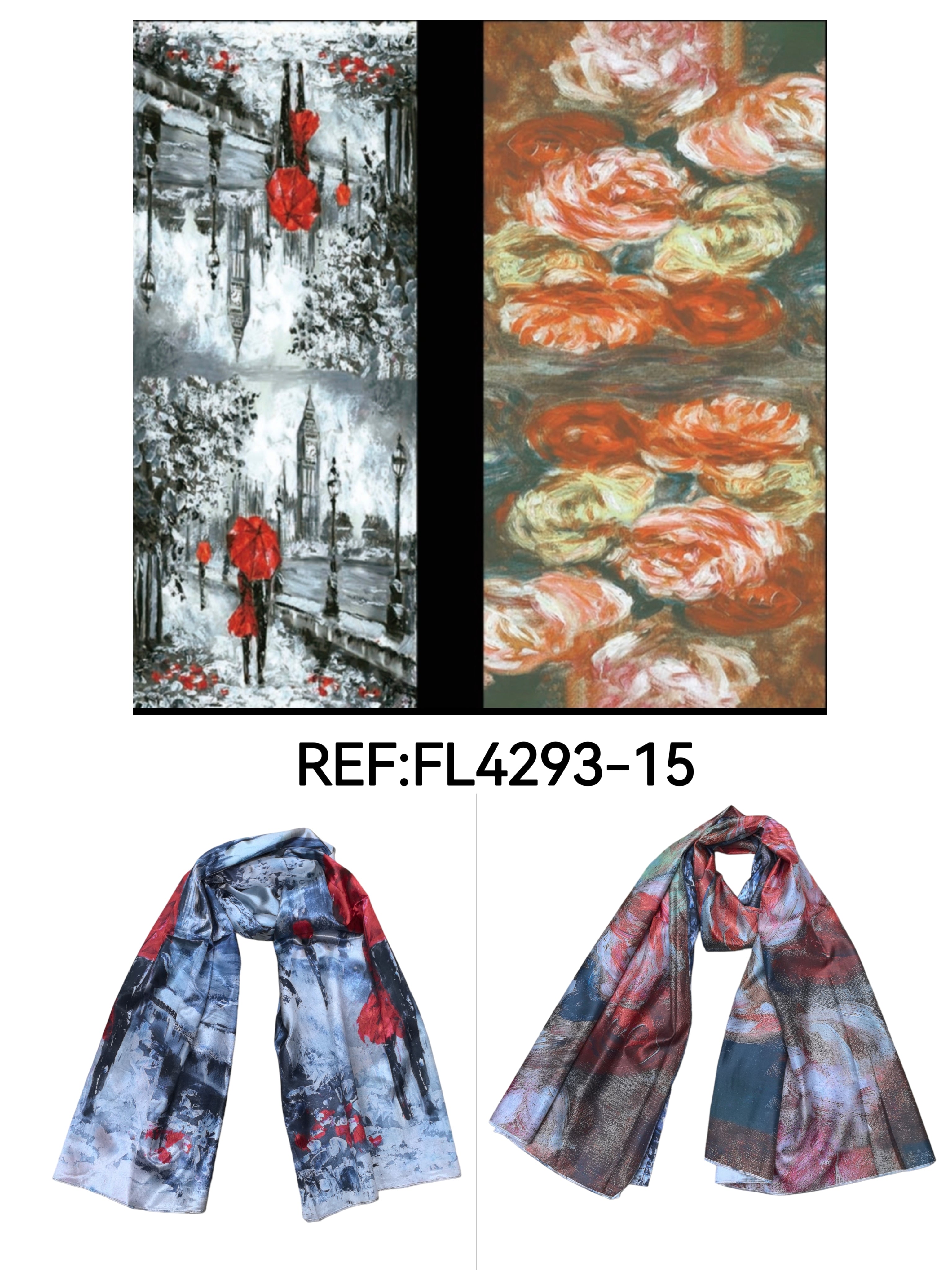 Foulards châle peinture à l'huile double face (x4)#15