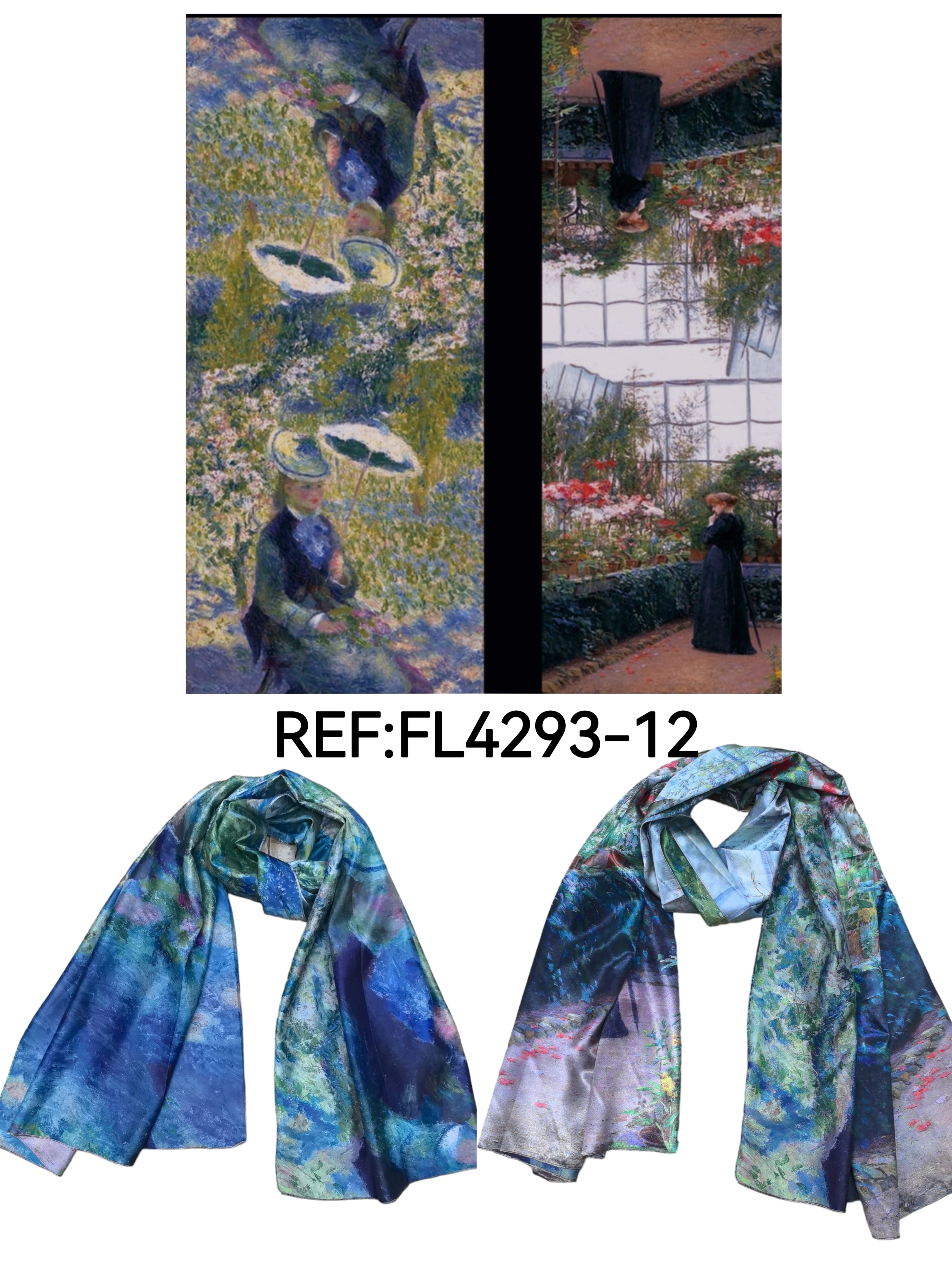 Foulards châle peinture à l'huile double face (x4)#12