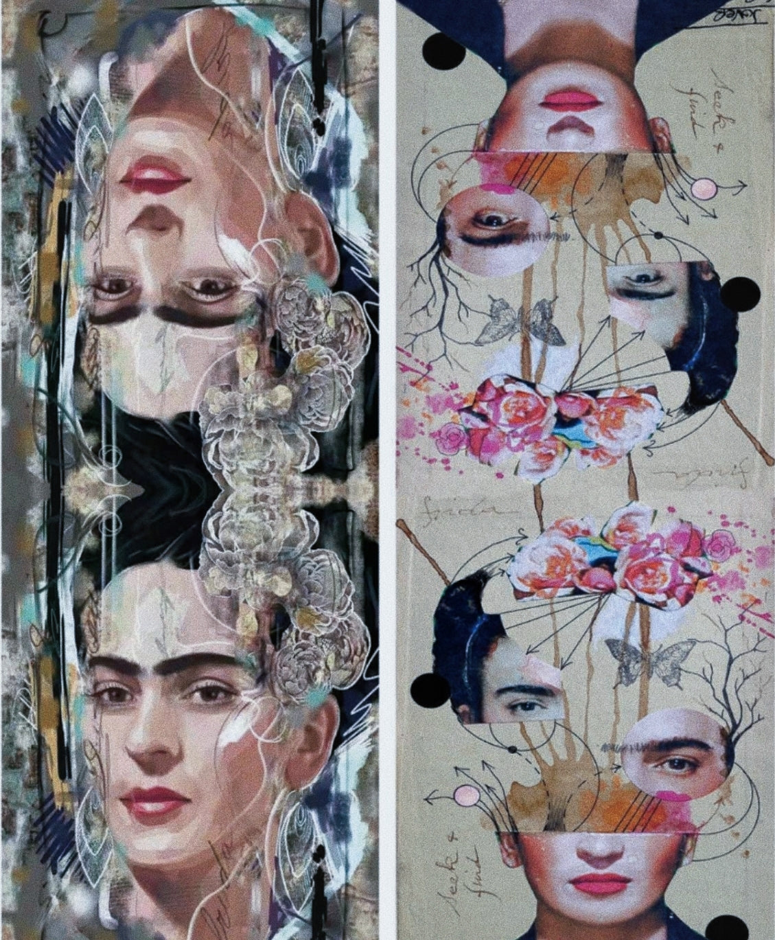 Foulards châle peinture à l'huile double face (x4)#21