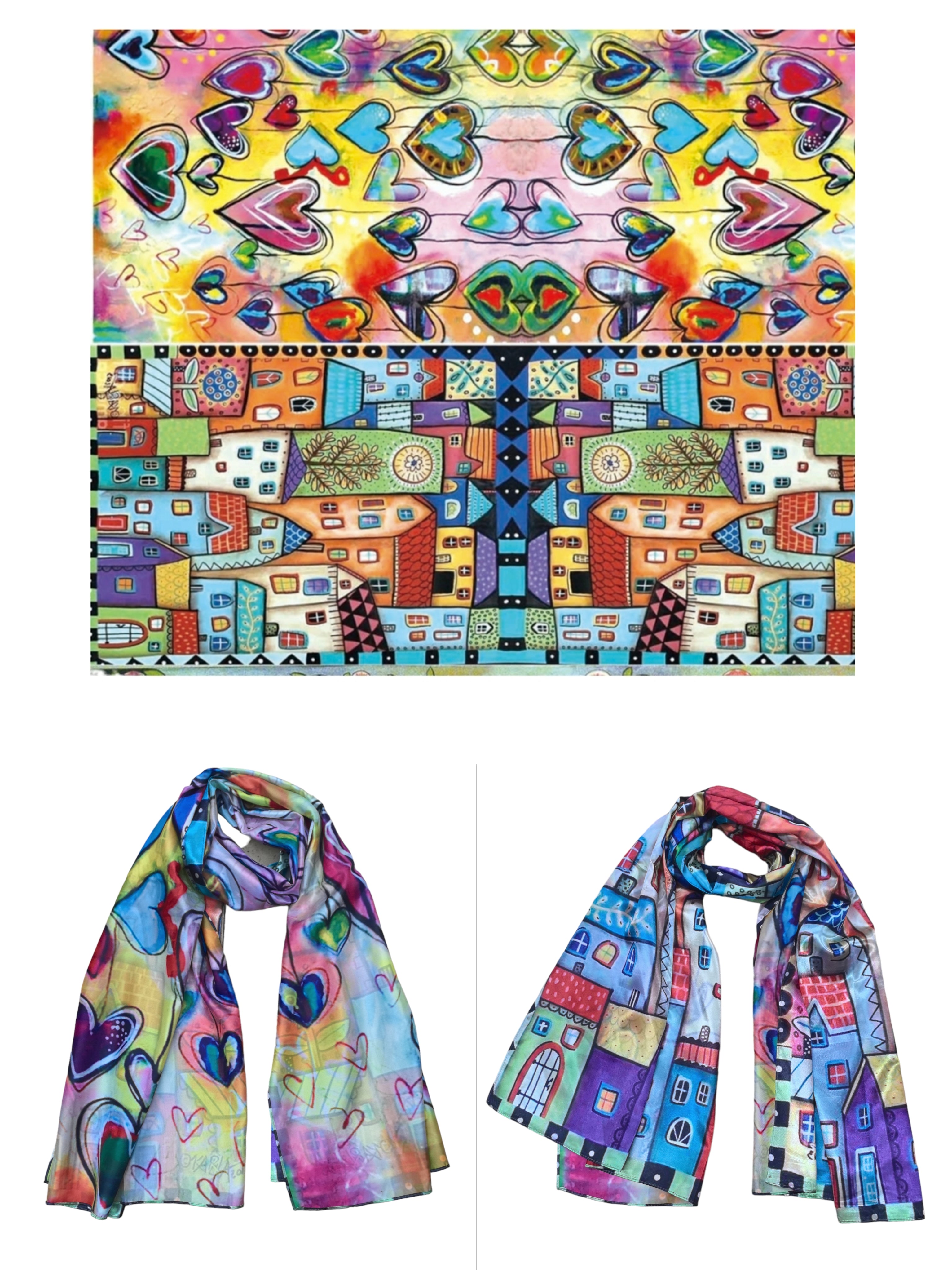 Foulards châle peinture à l'huile double face motif mélange(x16)#