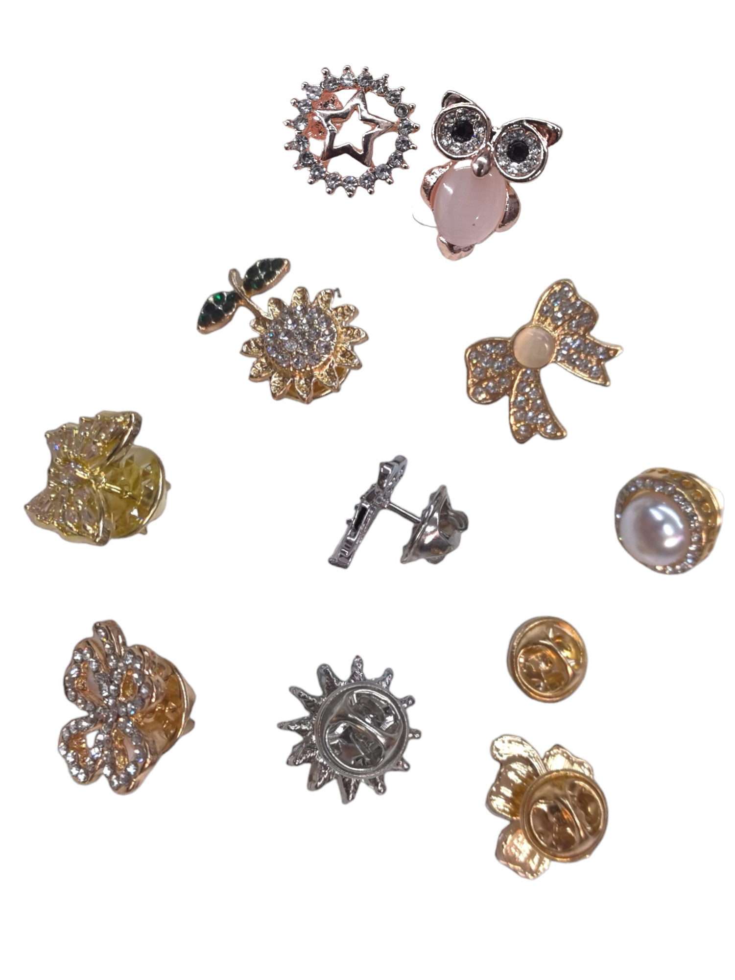 Petit broche en métal avec motif mélange (x12)