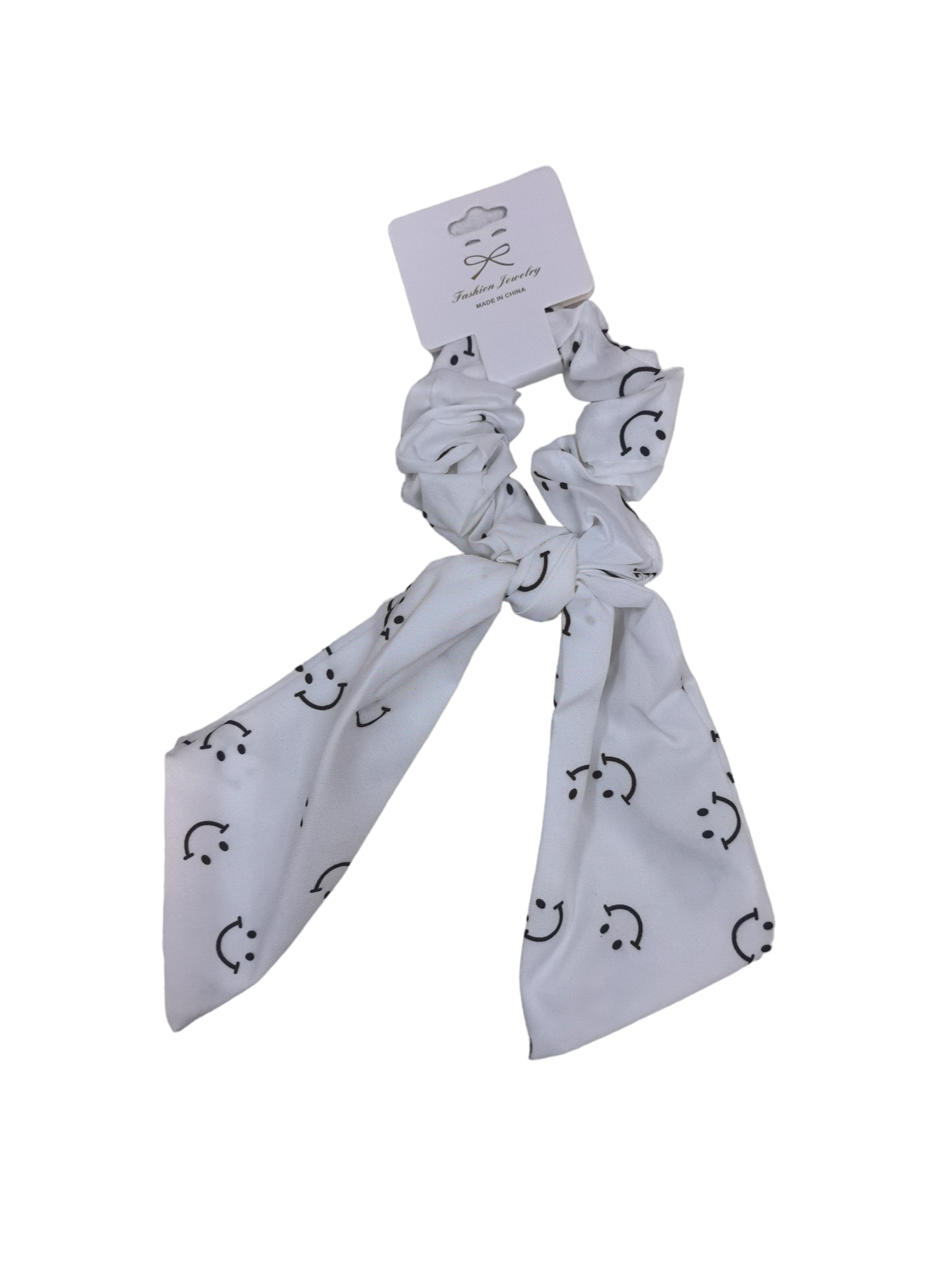 Chouchou ruban motif Smiley (x12)