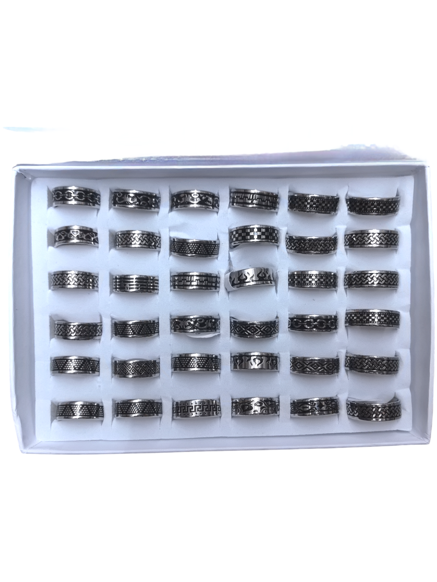 bagues homme acier inoxydable motif mélange(x36) 1,00€/unité