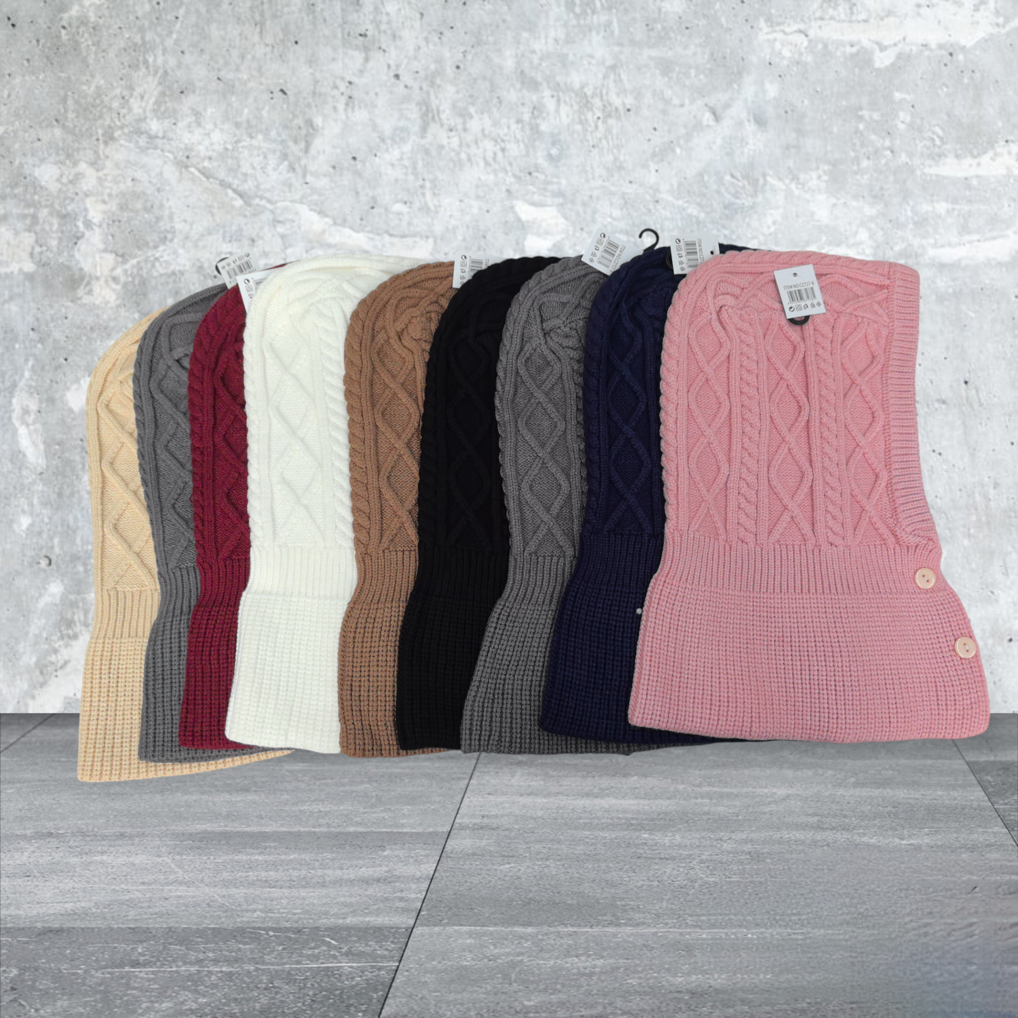 bonnet cagoule douce  écharpe chaude (x12)