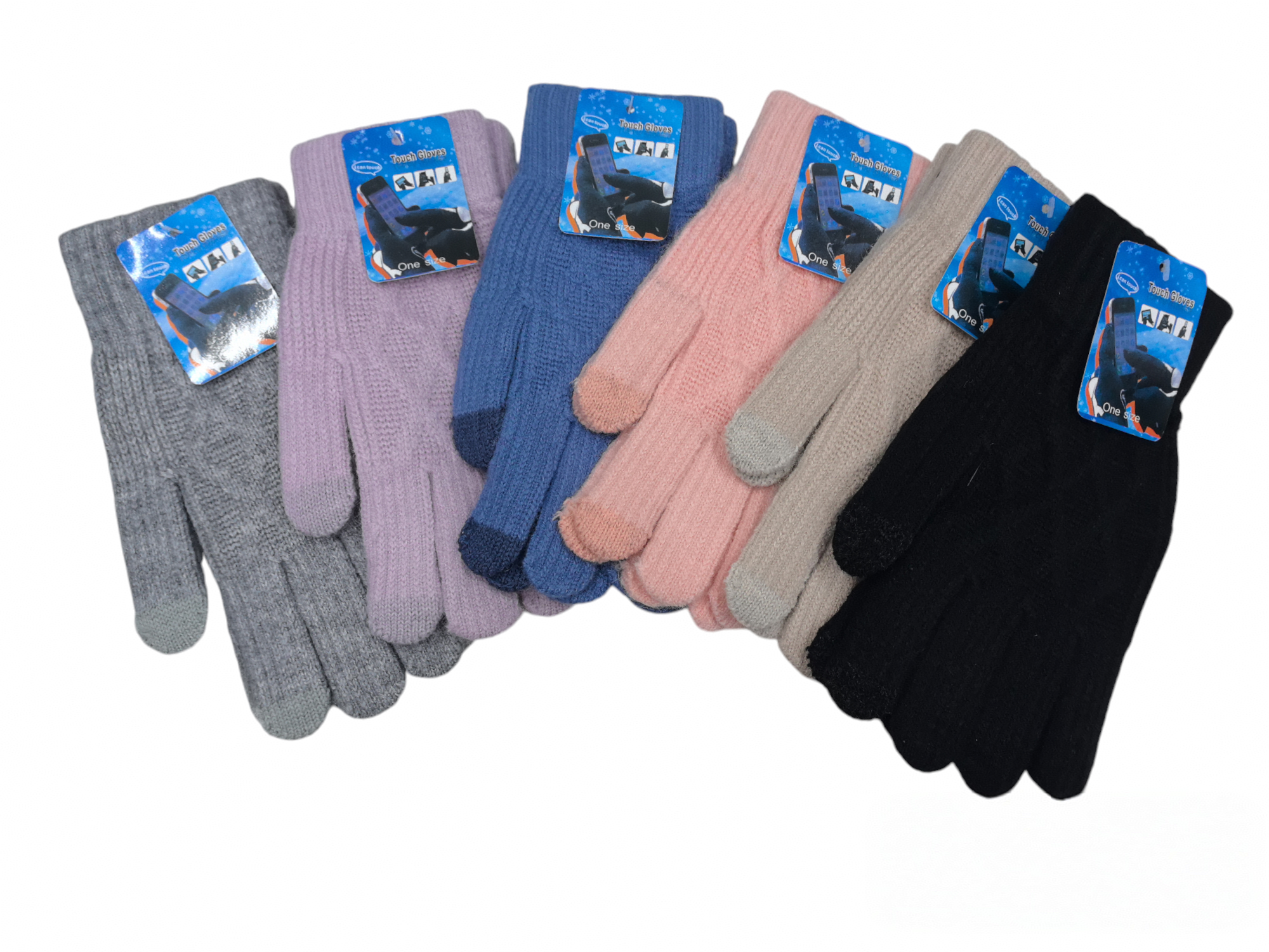 Gants femme tricotés tactiles (x12) F41
