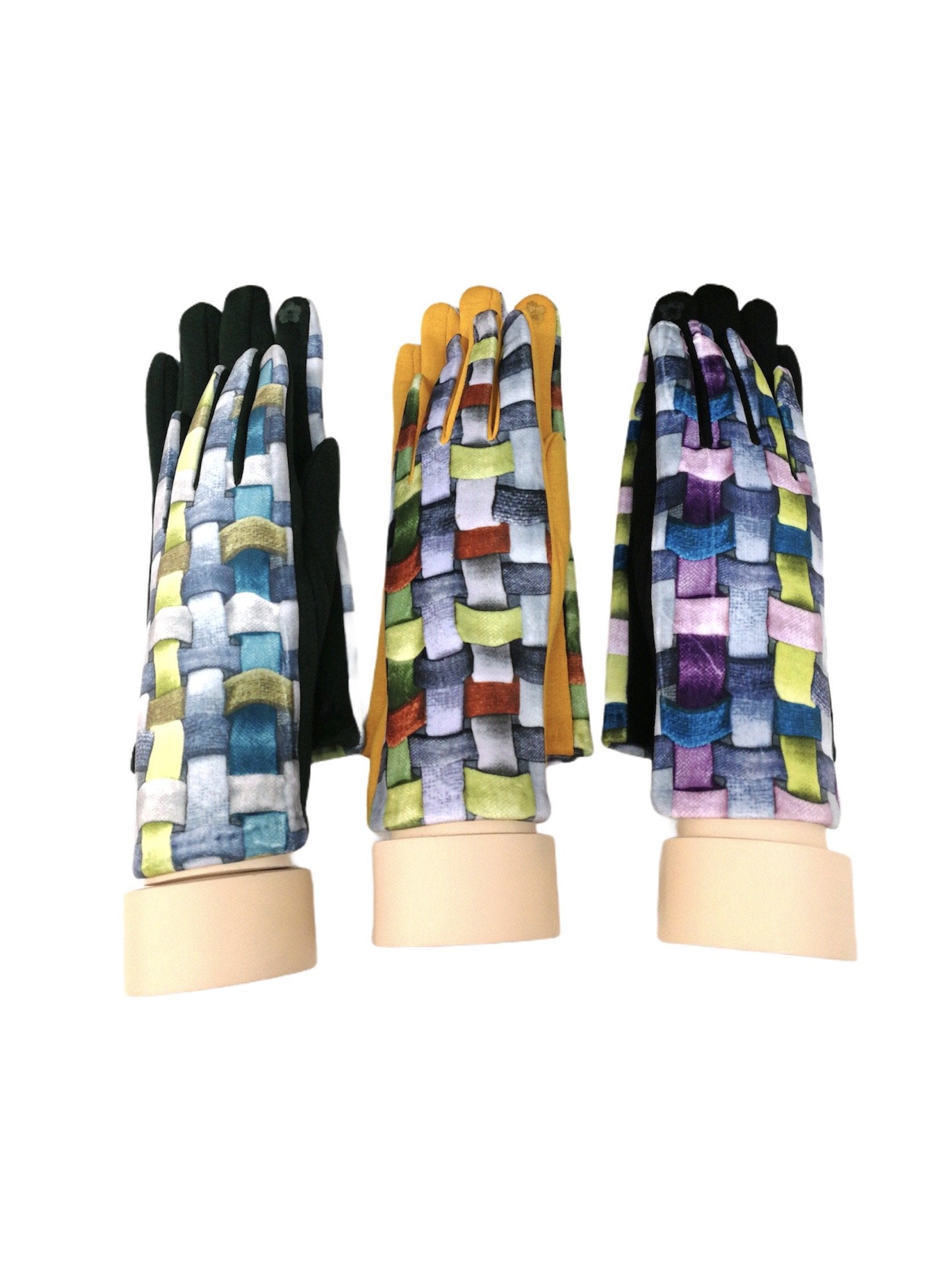 Gants tactiles motifs et couleurs mélange(x12)