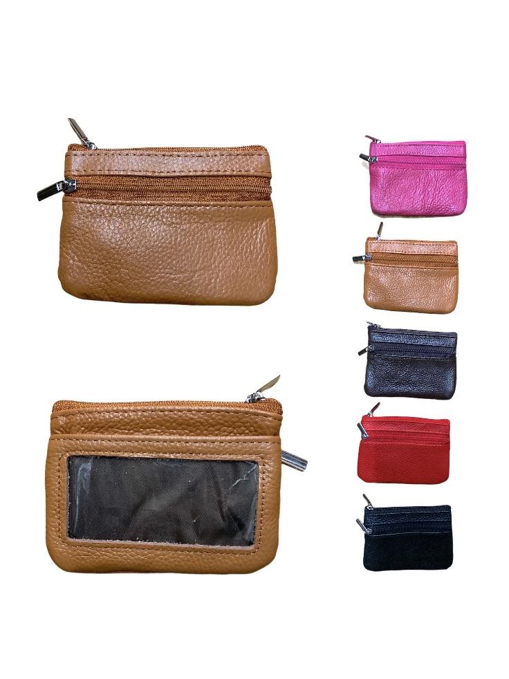 Porte-carte Porte-monnaie Croûte de cuir de vachette       (x12)