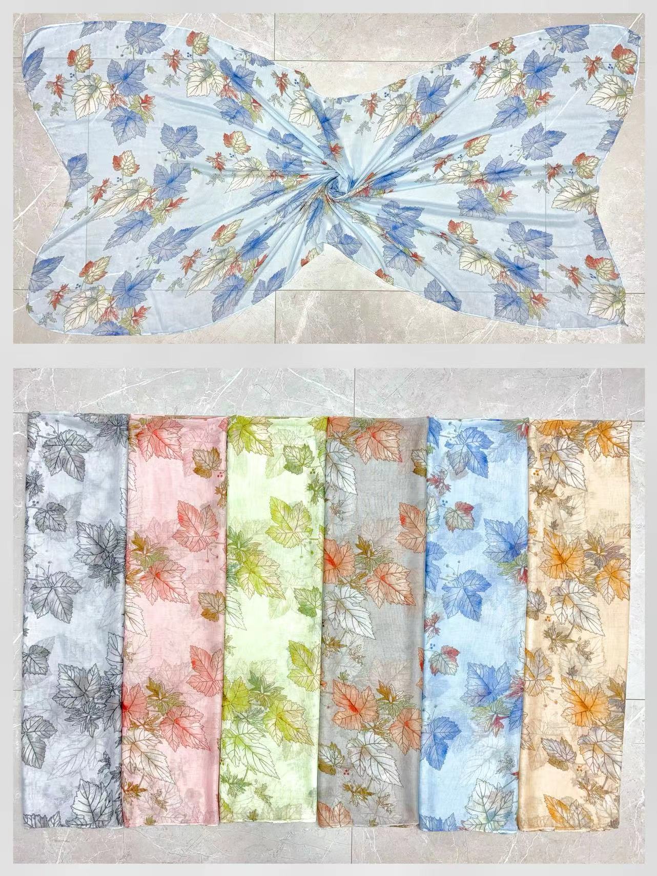 Foulards femme motif feuille (x12)#8