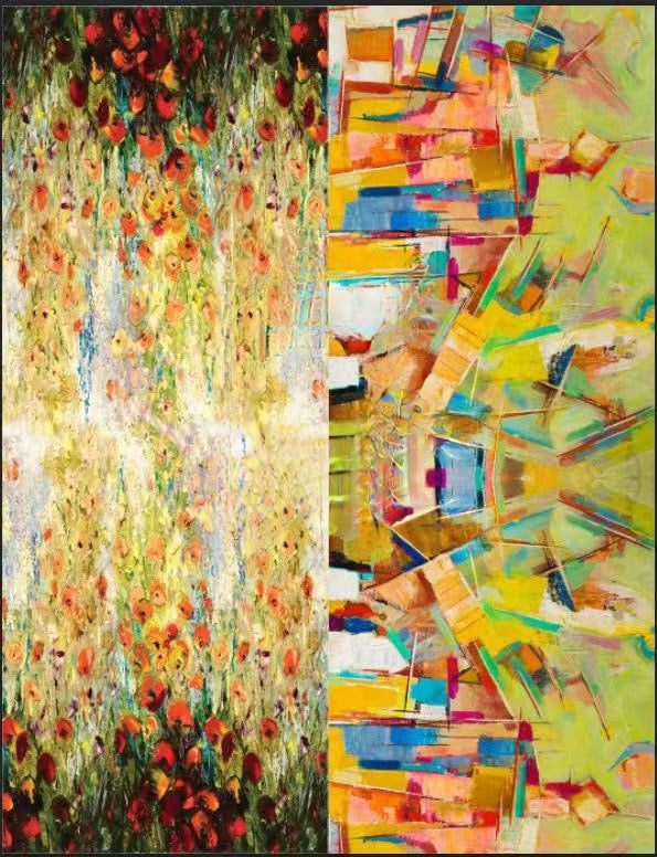 Foulards châle peinture à l'huile double face (x4)#17