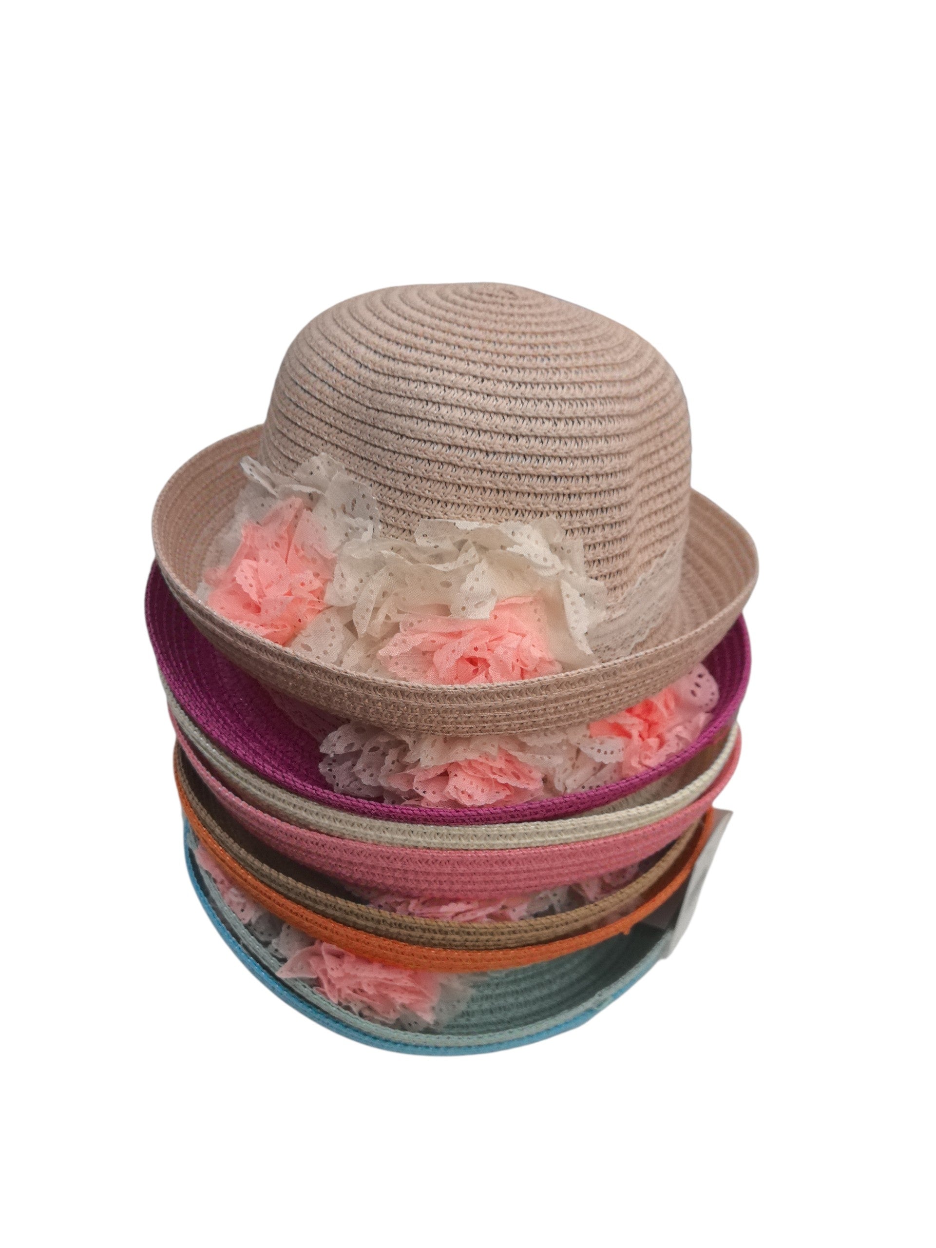 Chapeaux de paille taille enfant motif fleur (x12) #50