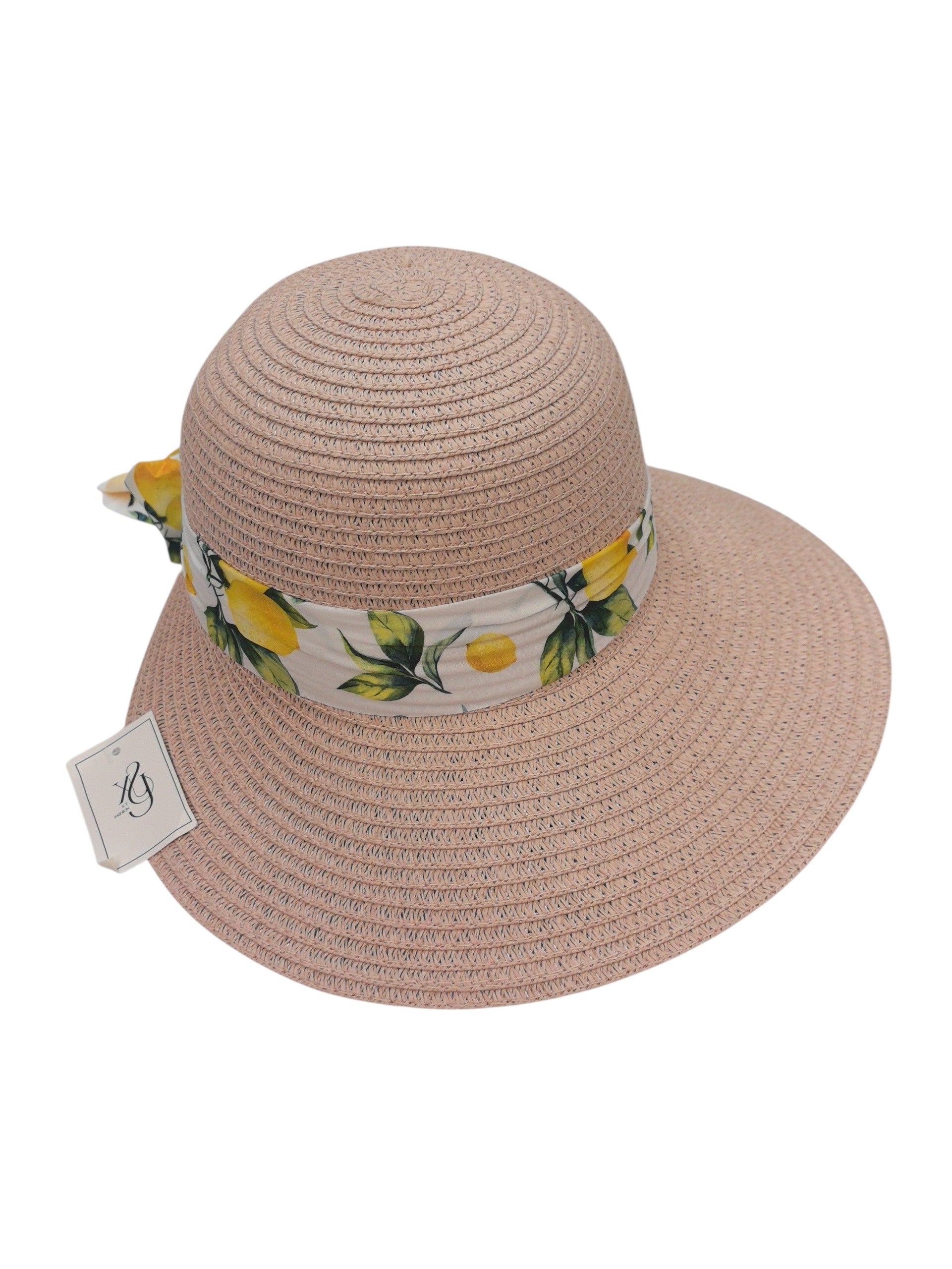 Chapeau de paille femme à bandeau citron (x12)