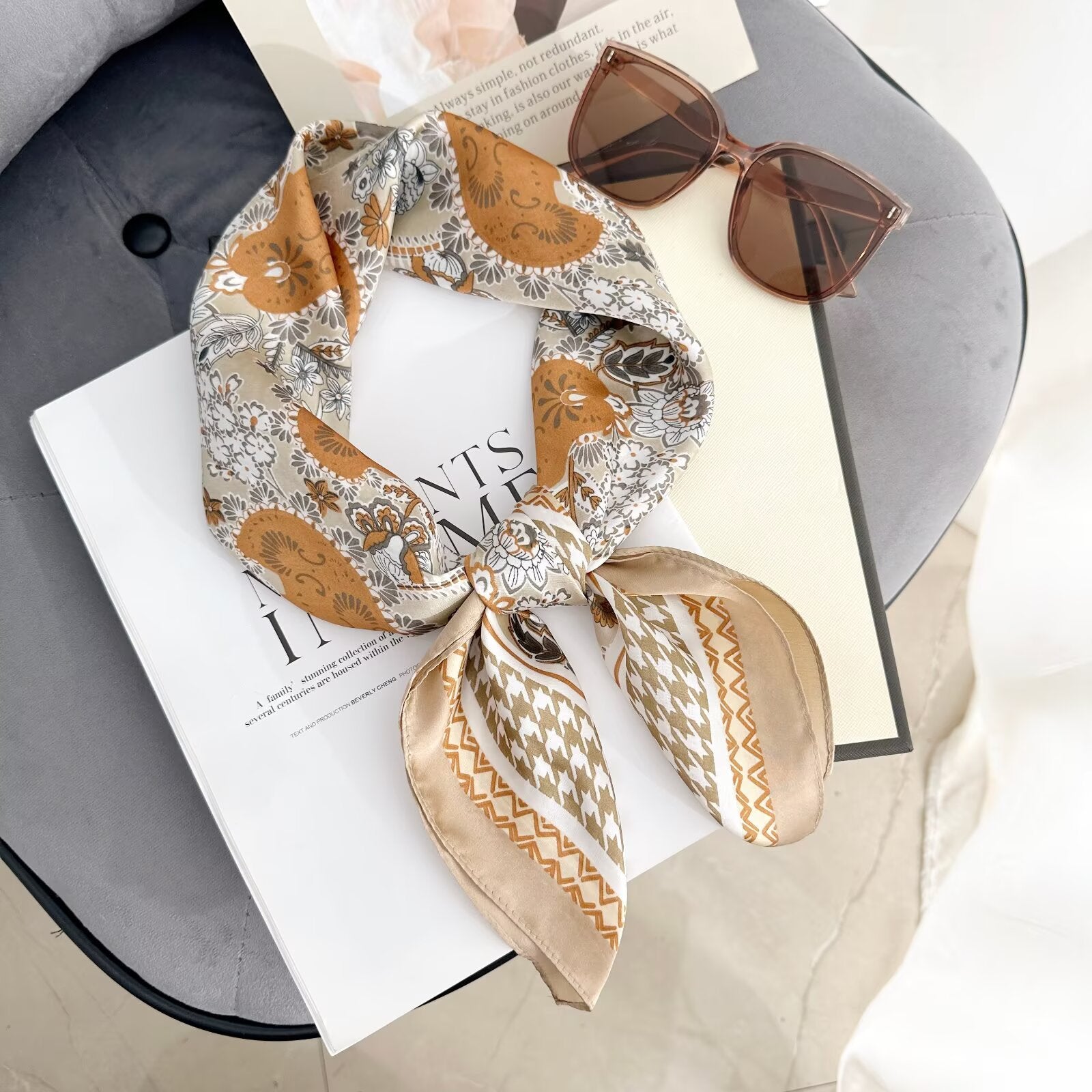 Foulard Carré touche soie 70cmx70cm (x12)#60