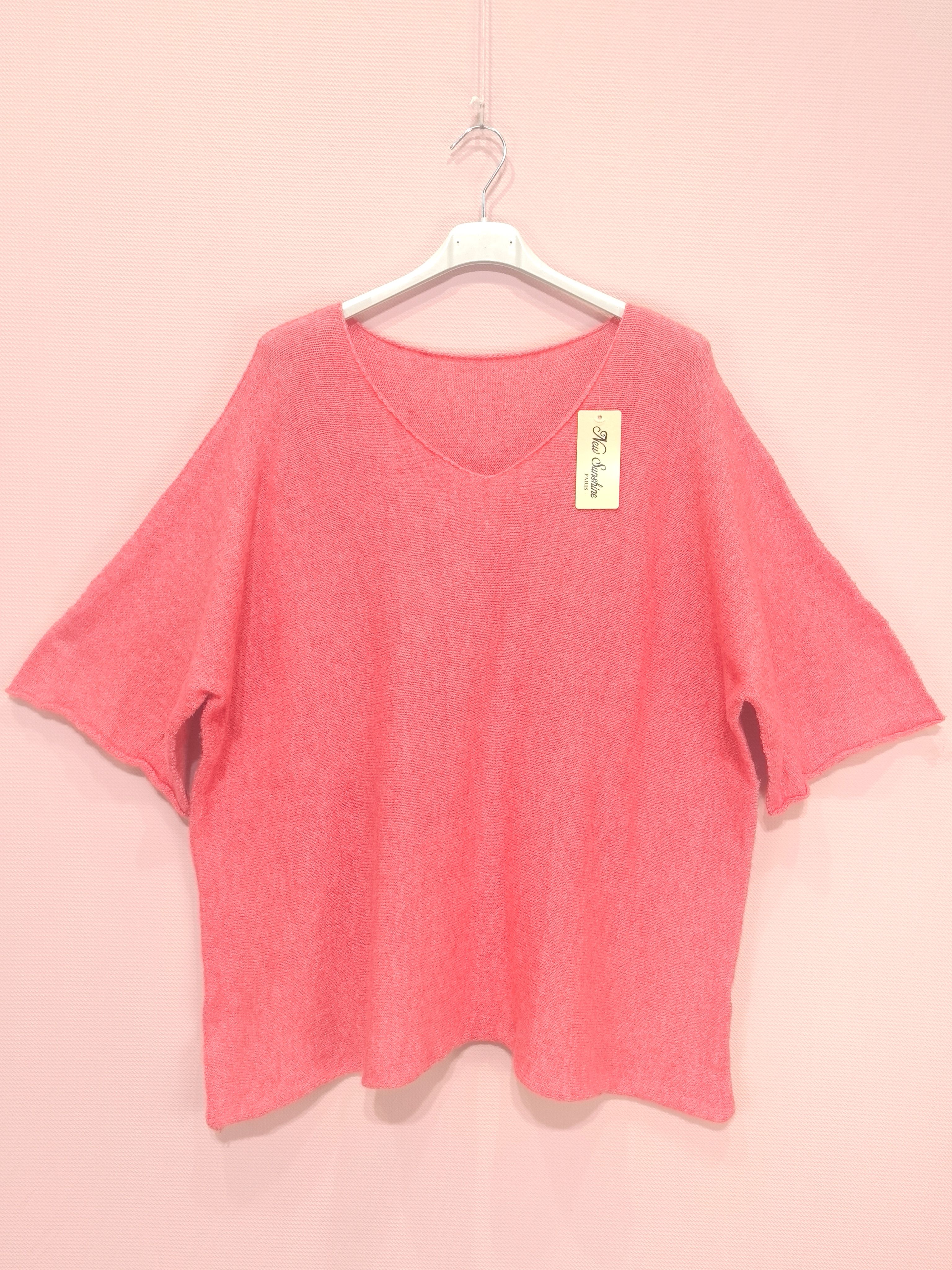 Pull ample manches courtes en maille douce (x8)