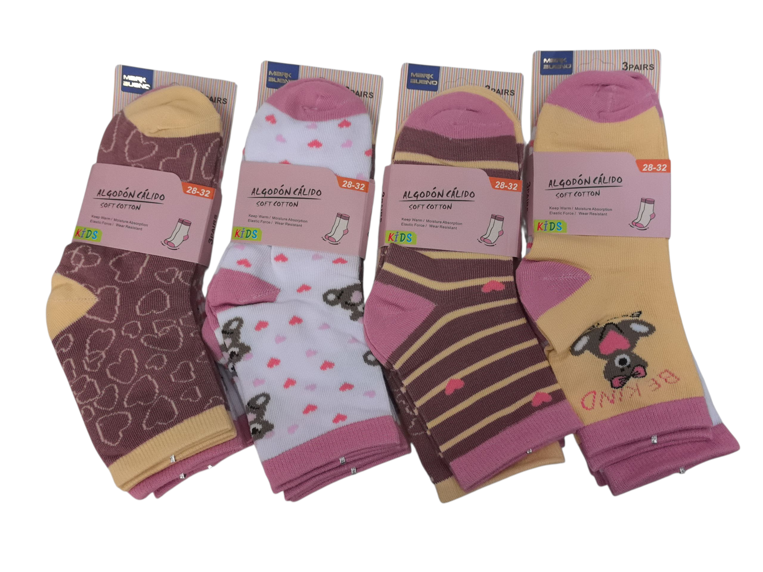 FILLE - Chaussettes coton 3Tailles mélangées /23-27/28-33/33-35(x36)