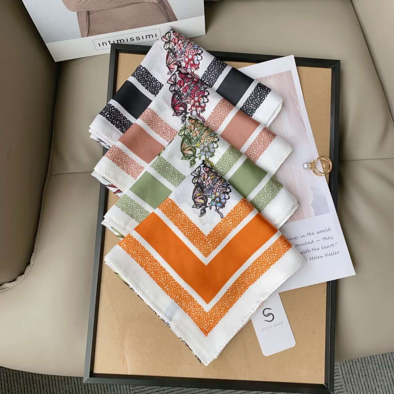 Foulard Carré touche soie 70cmx70cm (x12)#23